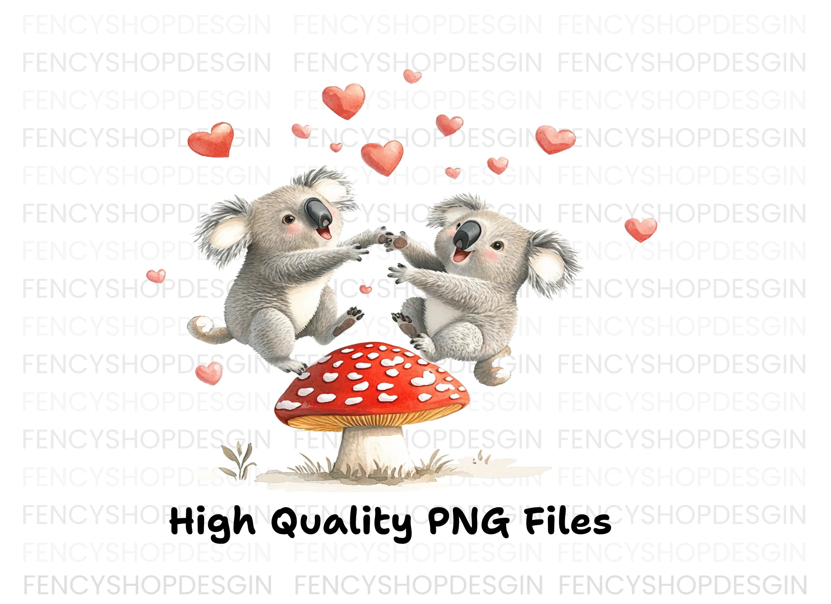 Playful Koalas on Mushroom Clipart Bundle