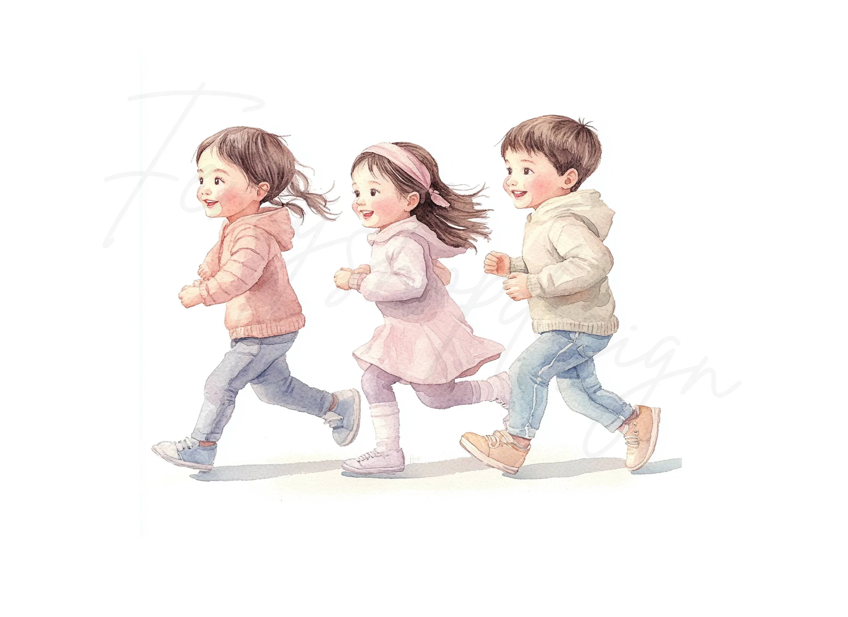 Kids Running Clipart Bundle