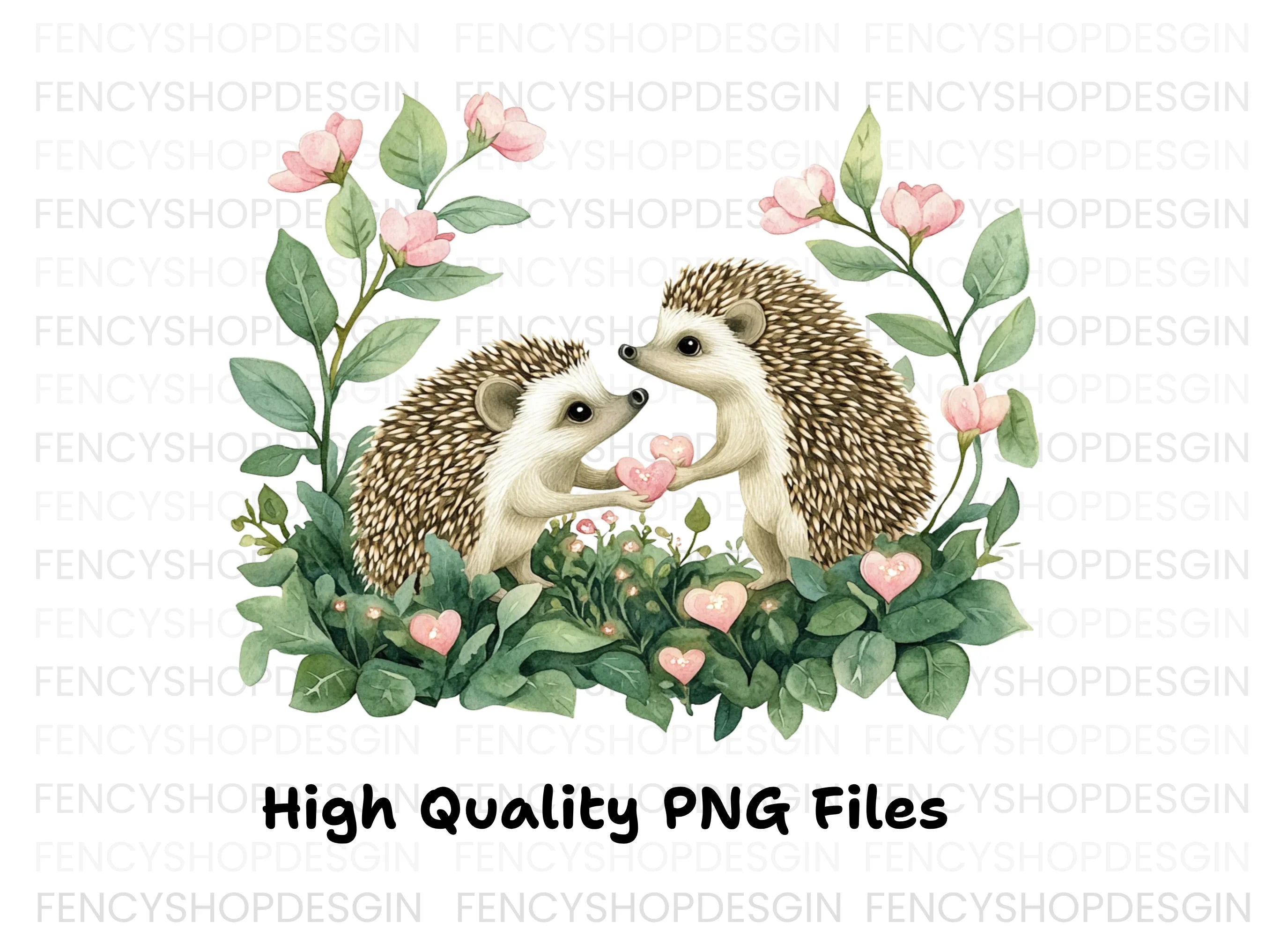 Hedgehog Love with Hearts Clipart Bundle