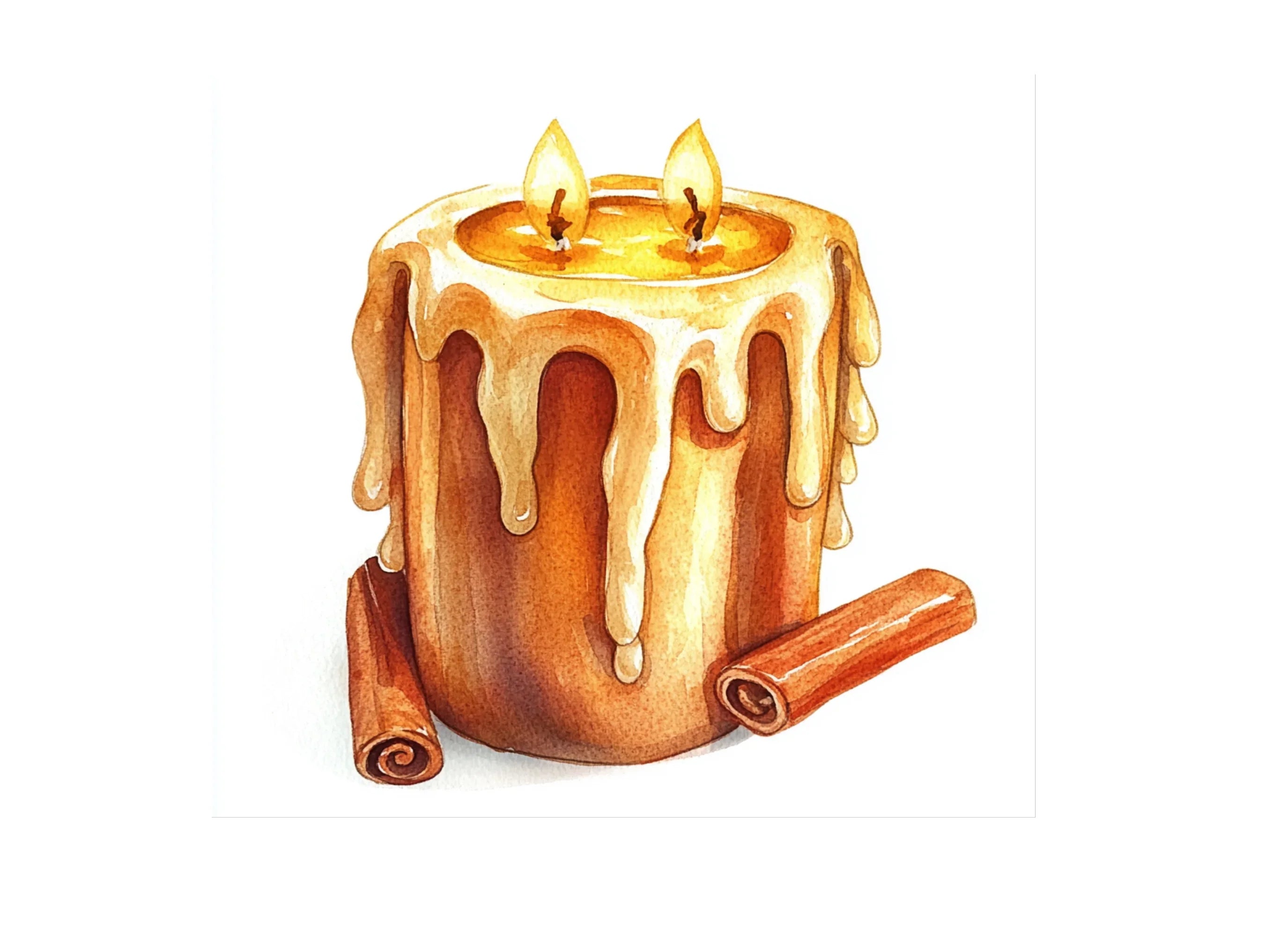 Melted Wax Candle Cinnamon Clipart Bundle