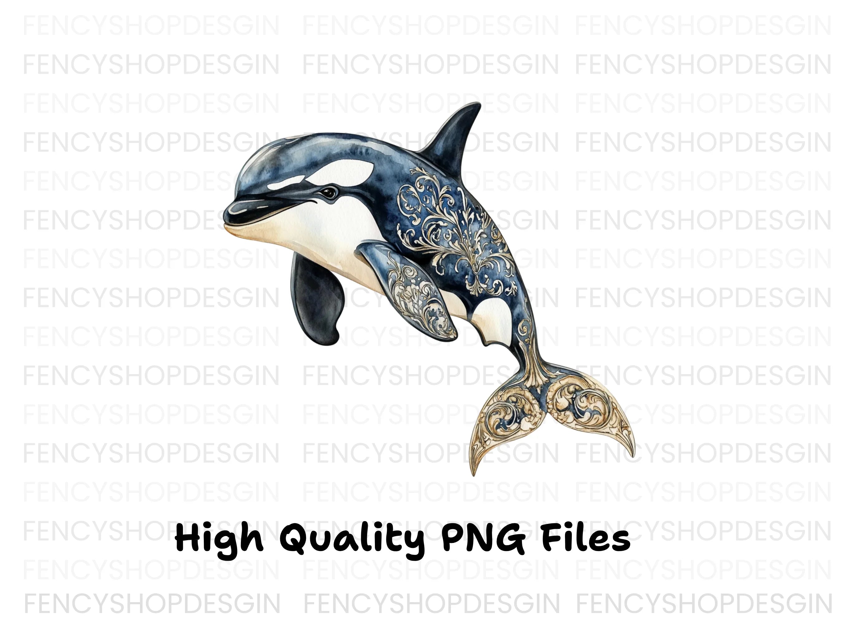 Elegant Orca Whale Clipart Bundle
