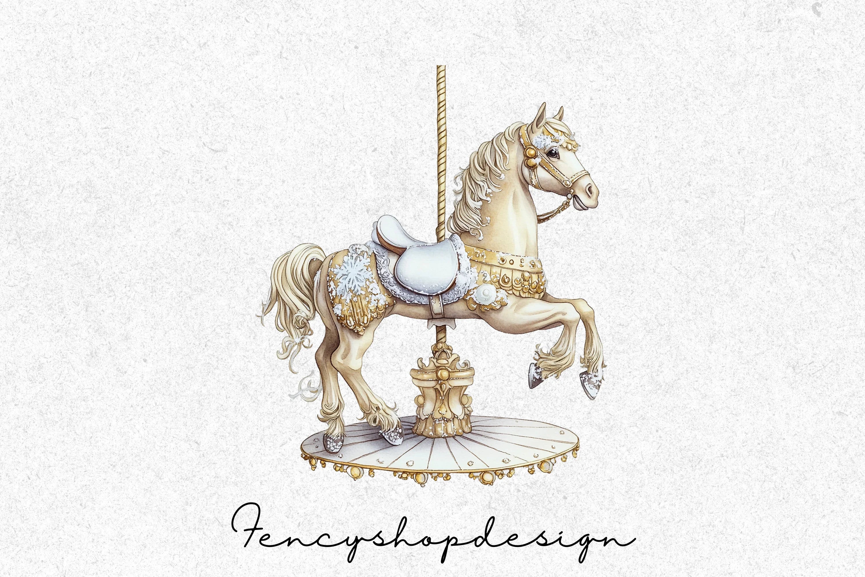 Festive Carousel Horse Clipart Bundle