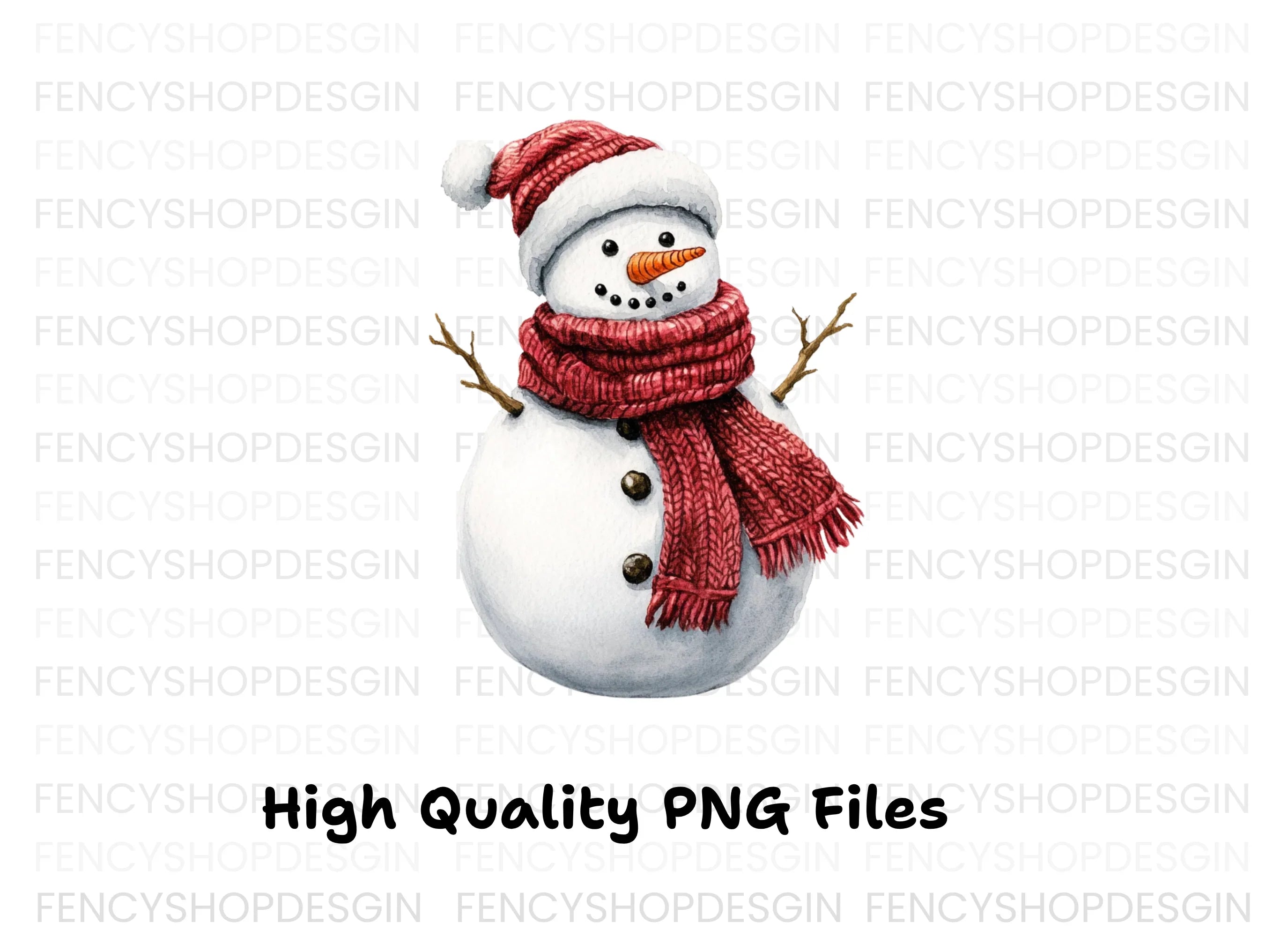 Festive Red Scarf Snowman Clipart Bundle