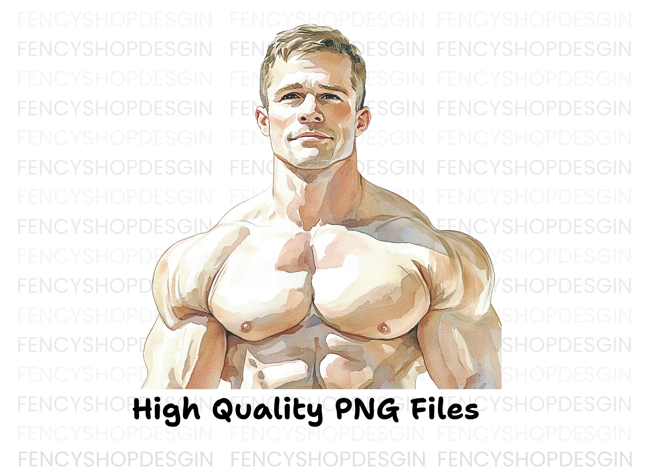 Muscular Man Portrait Clipart Bundle