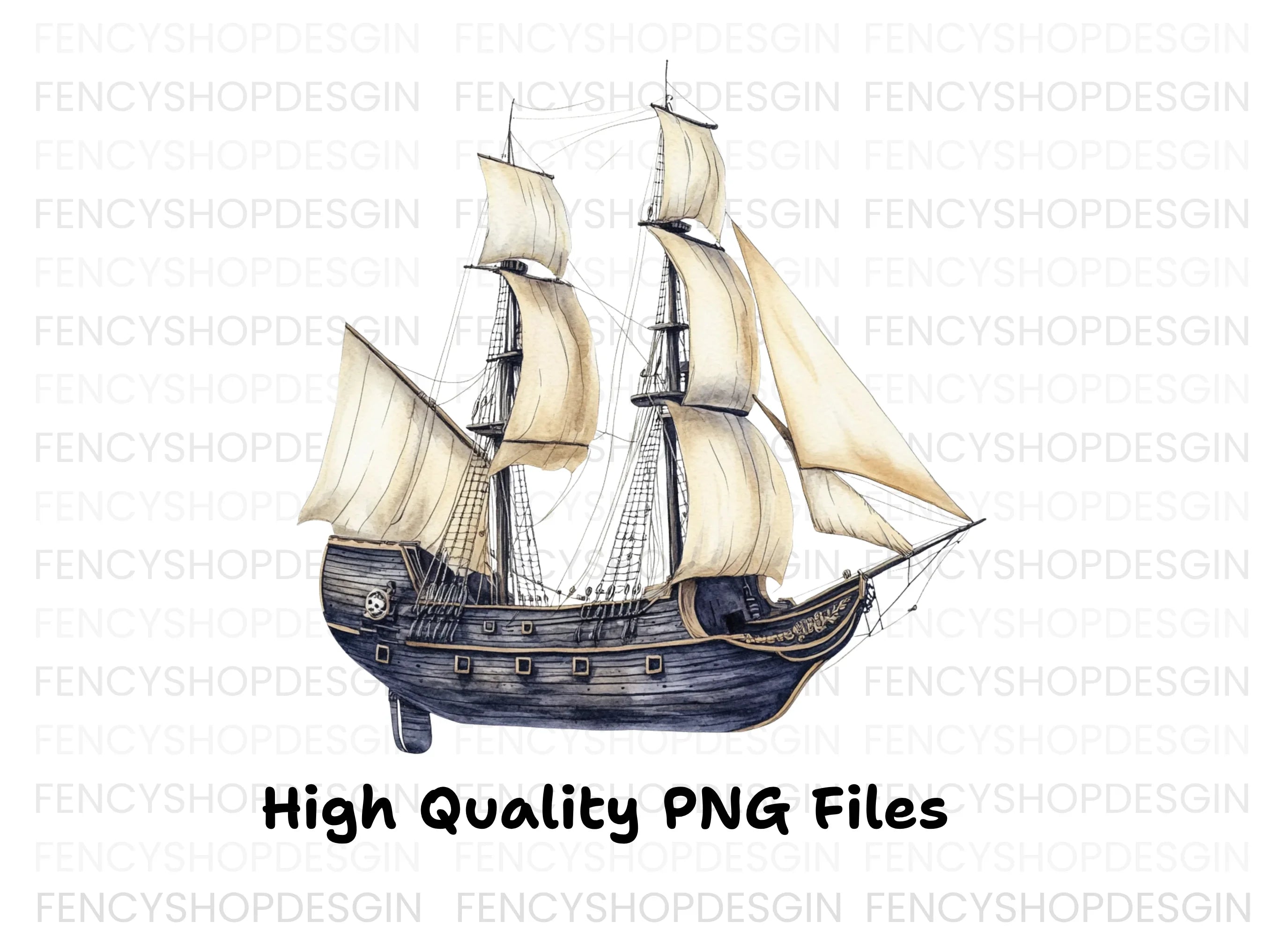 Vintage Pirate Ship Clipart Bundle