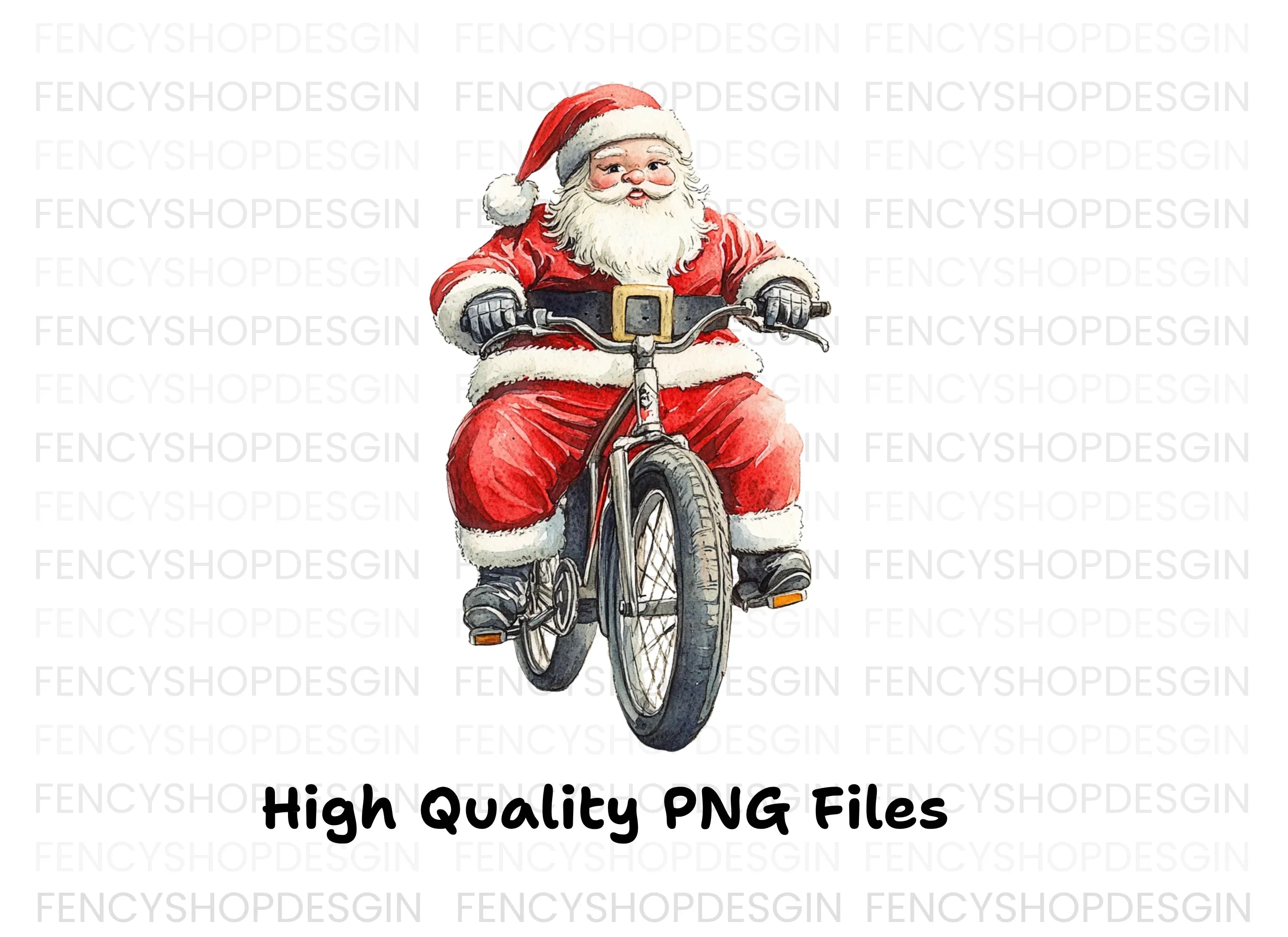 Santa Claus Riding Bicycle Clipart Bundle