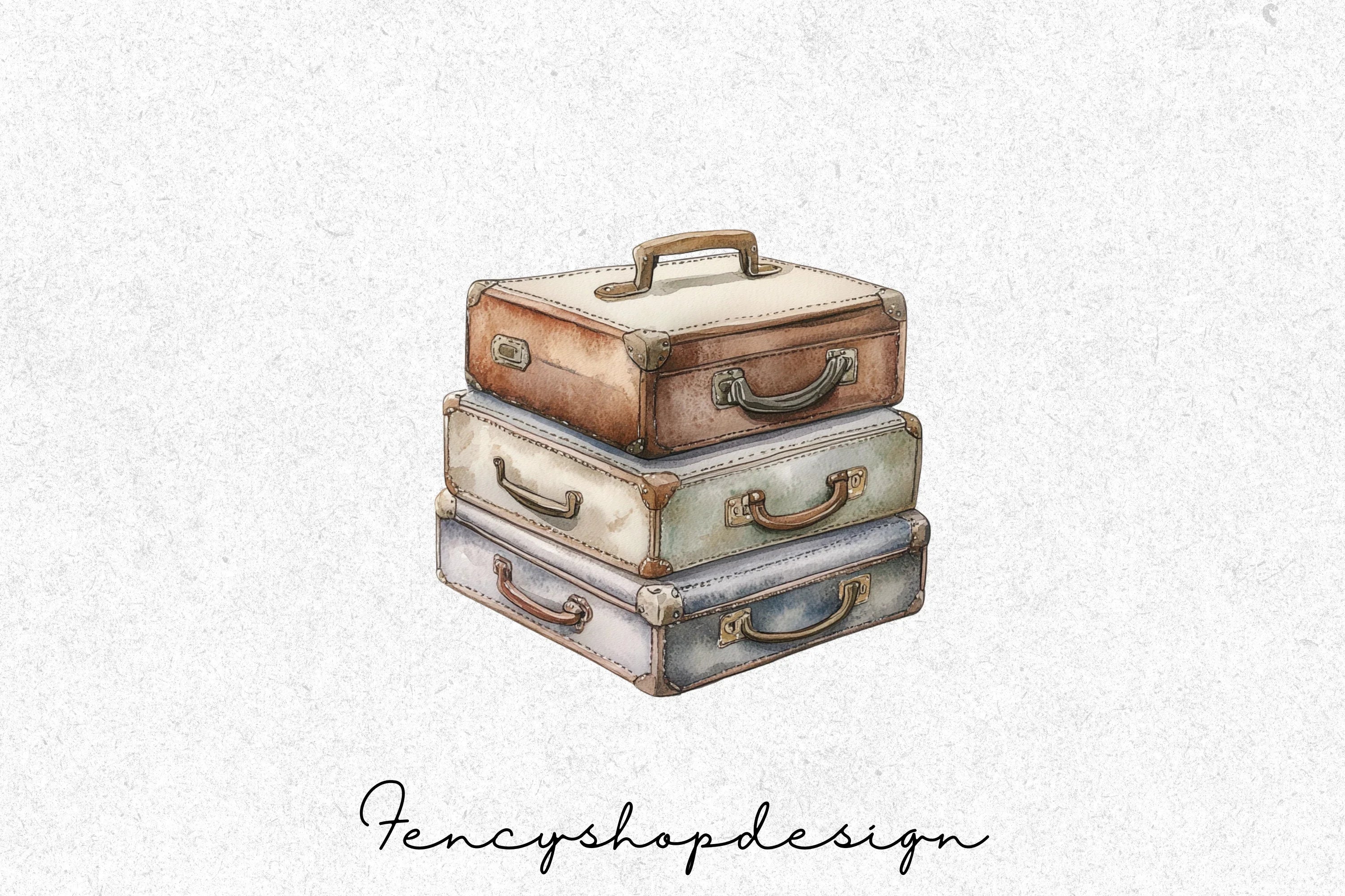 Vintage Travel Suitcase Clipart Bundle