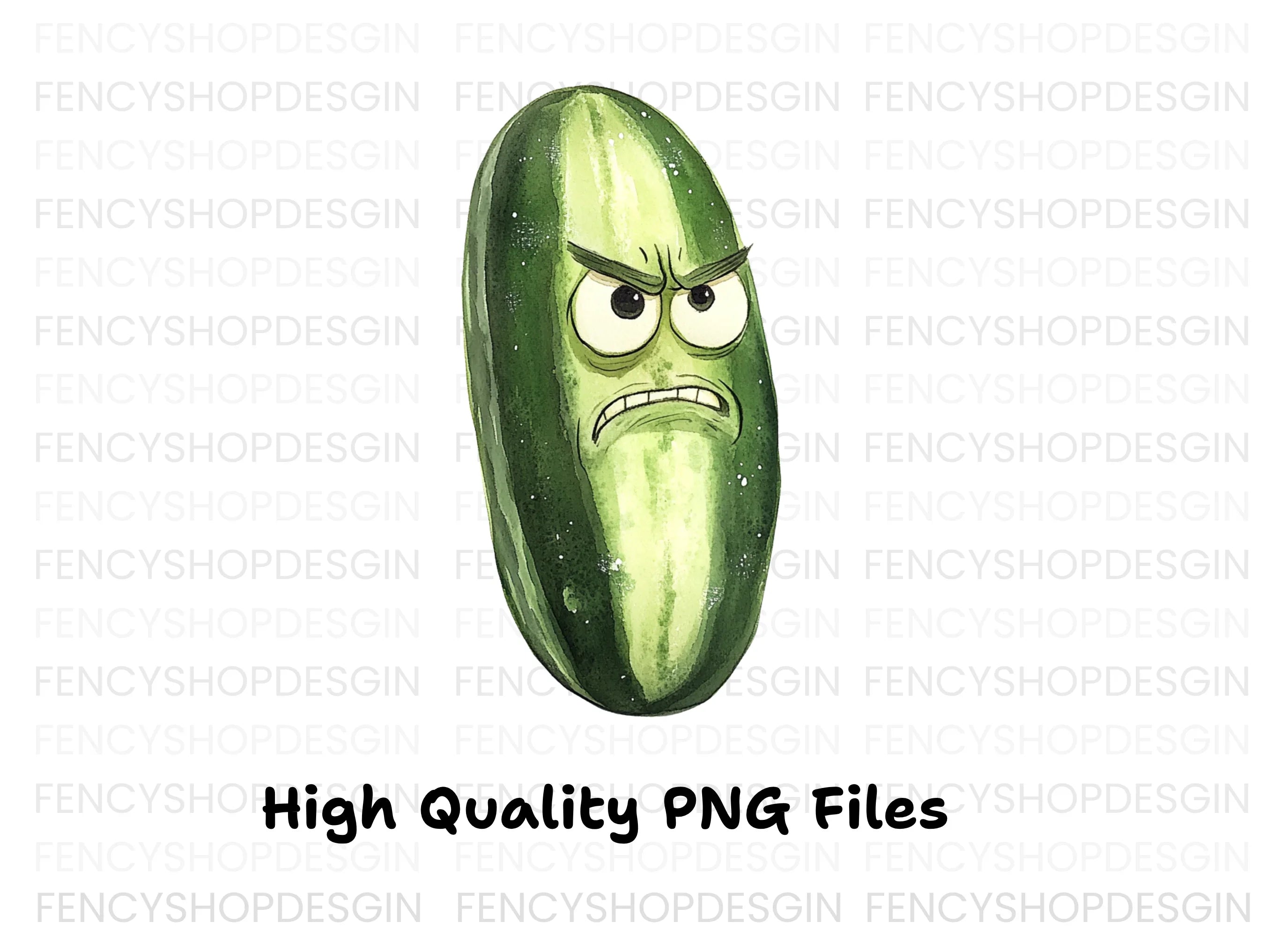 Funny Angry Cucumber Cartoon Clipart Bundle