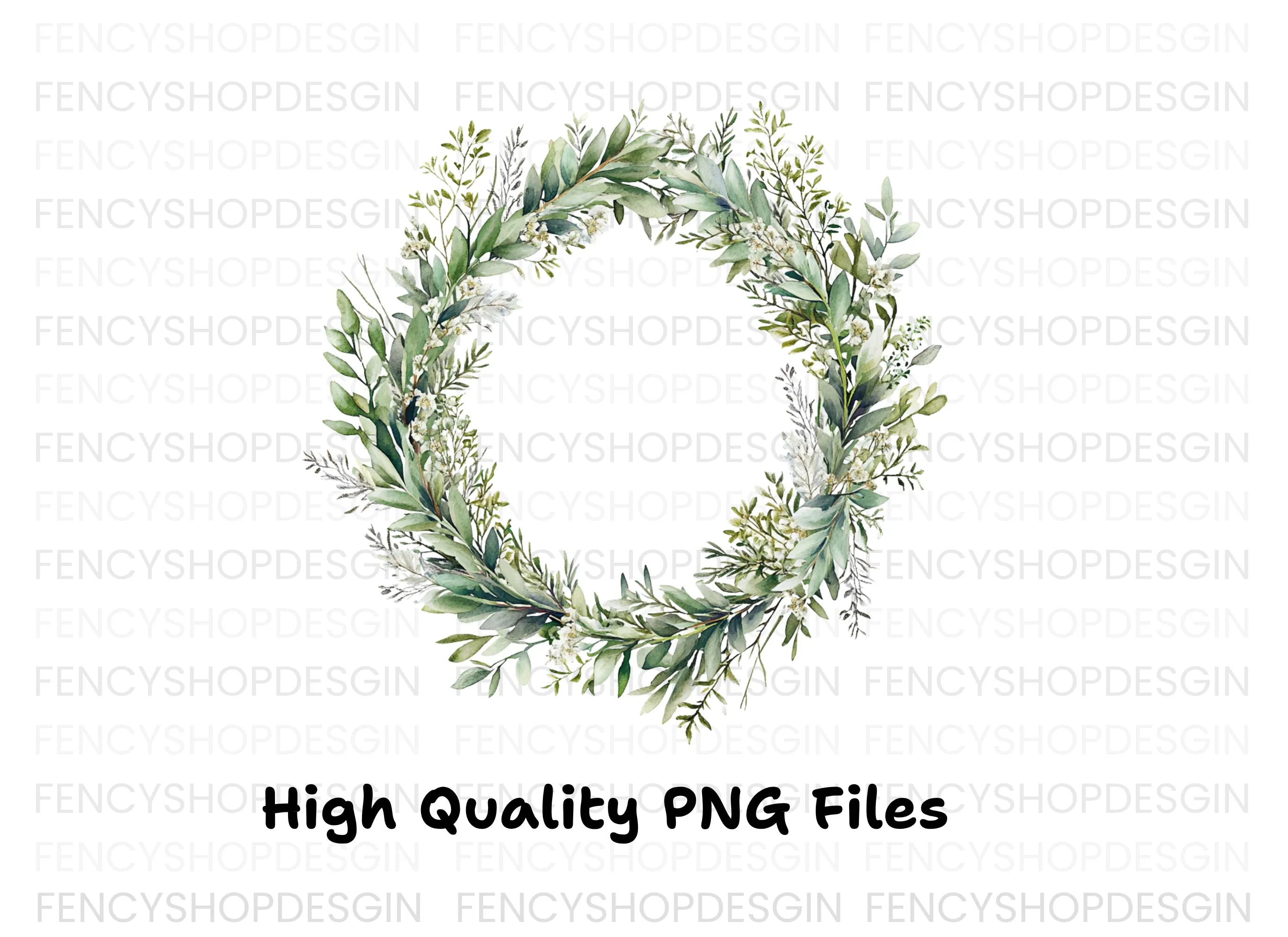 Greenery Wreaths Clipart Bundle