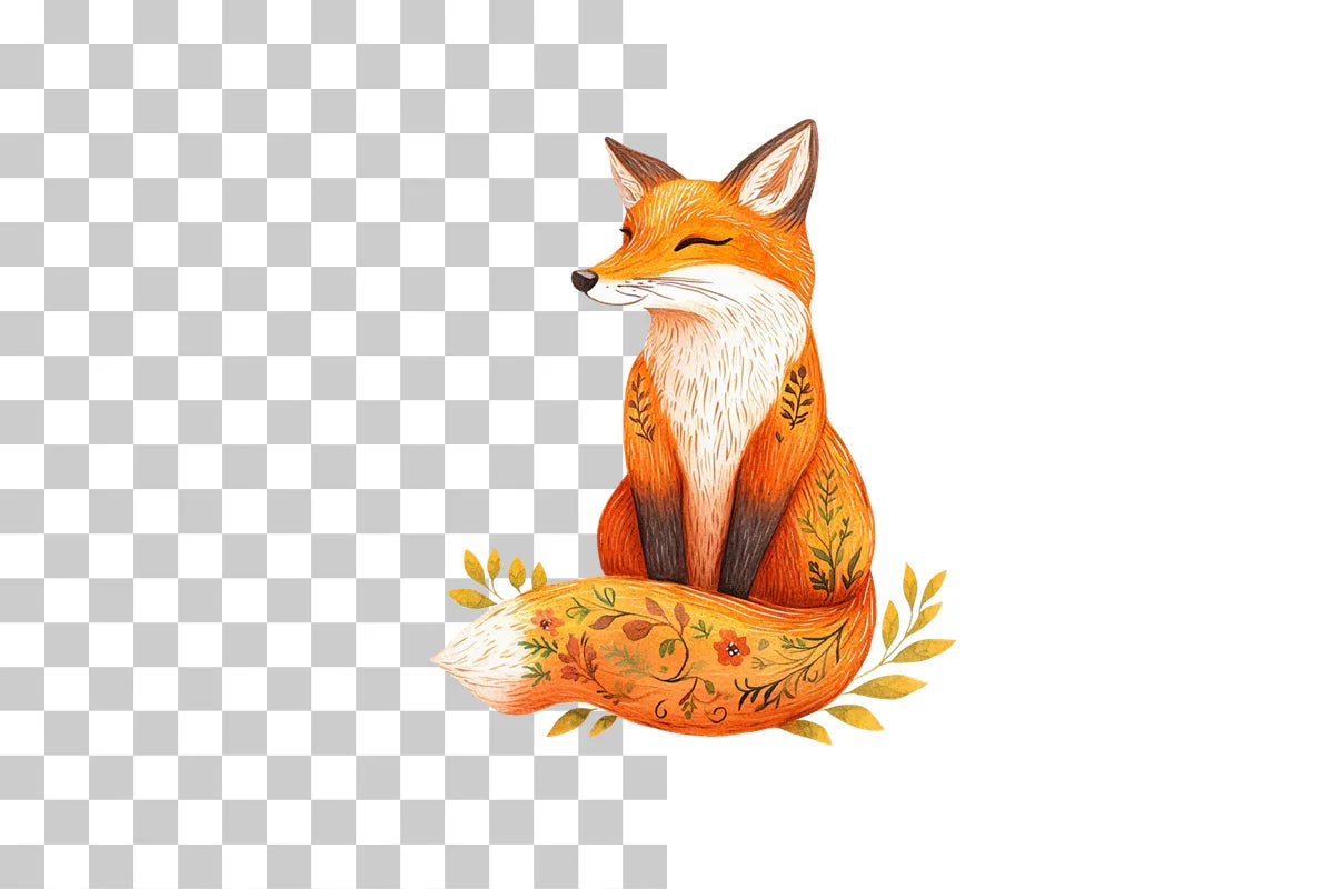Folk Art Floral Fox Clipart Bundle - CraftNest - Digital Crafting and Art