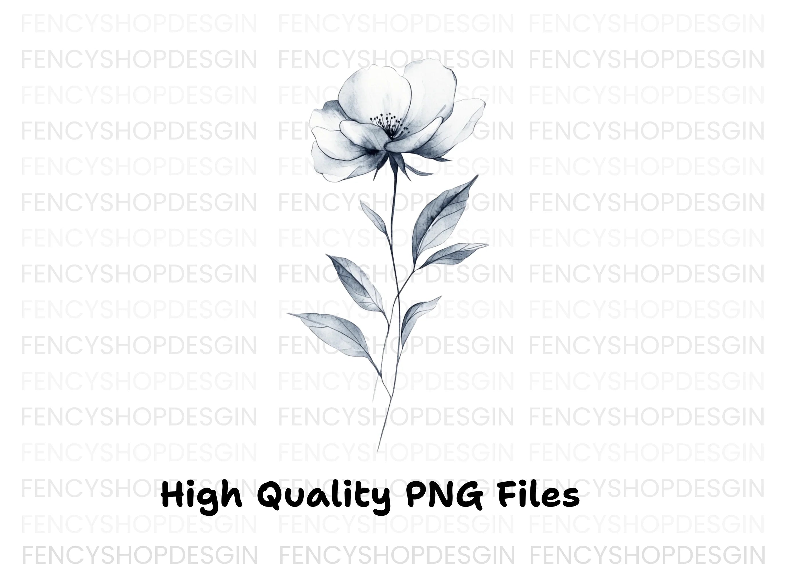 Elegant Black and White Flower Clipart Bundle