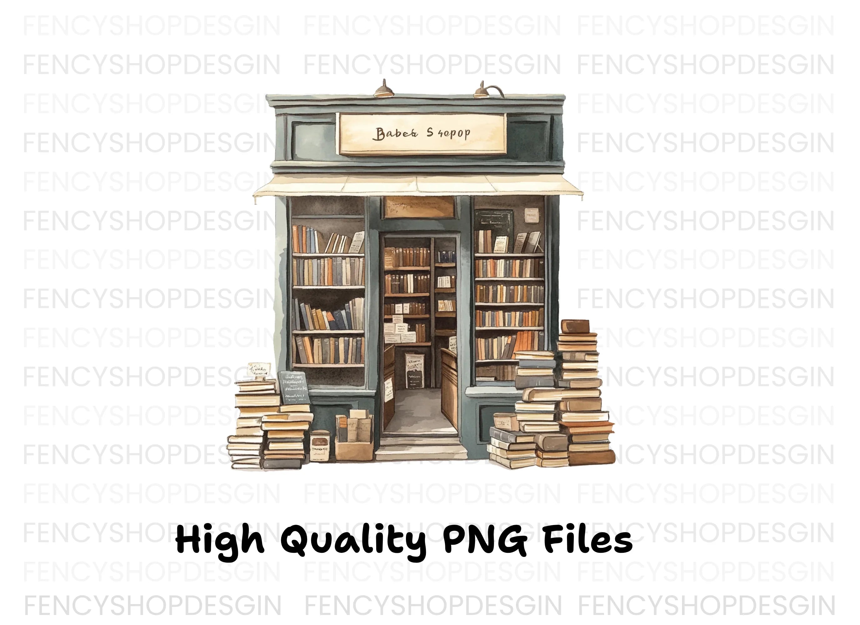 Vintage Bookshop Fronts Clipart Bundle