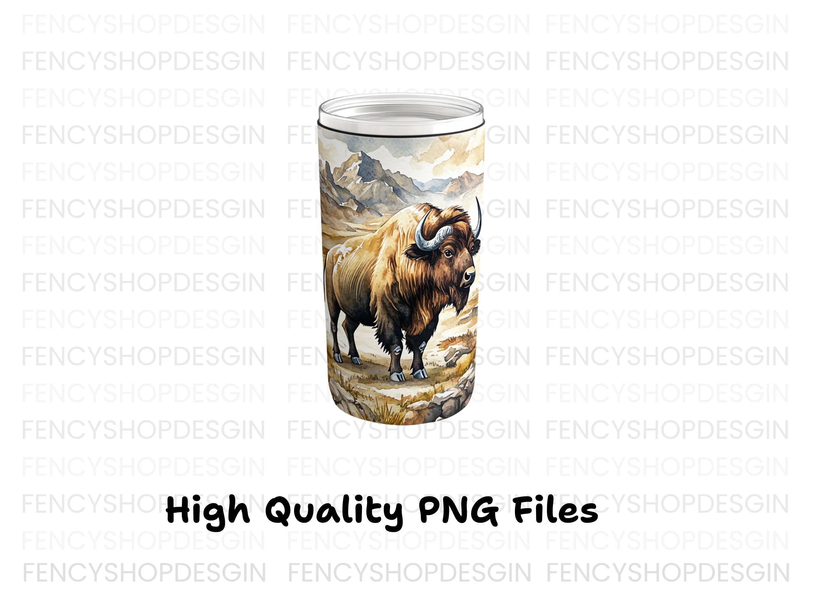 Bison in Mountain Landscape Clipart Bundle