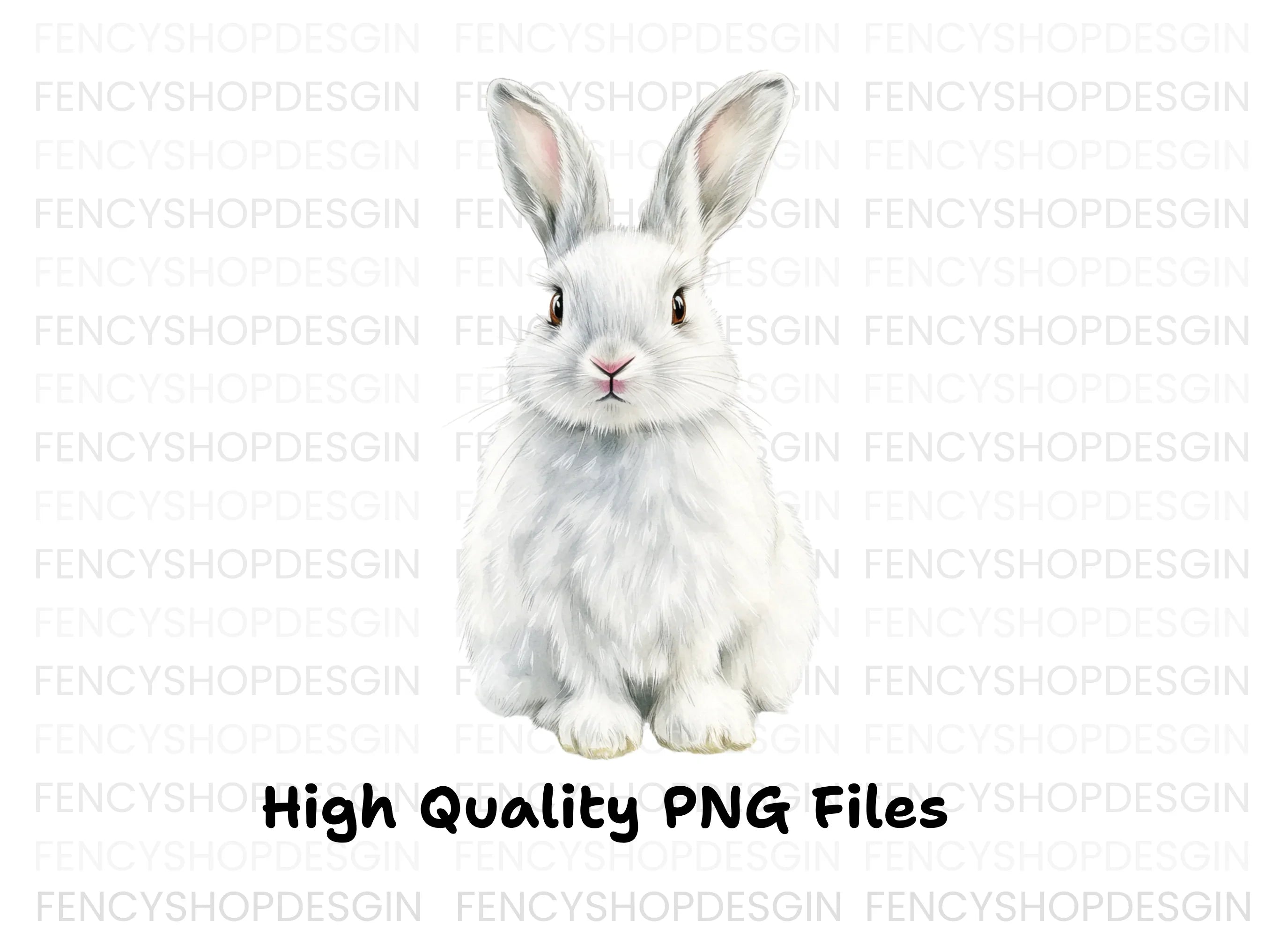 Cute White Rabbit Illustration Clipart Bundle