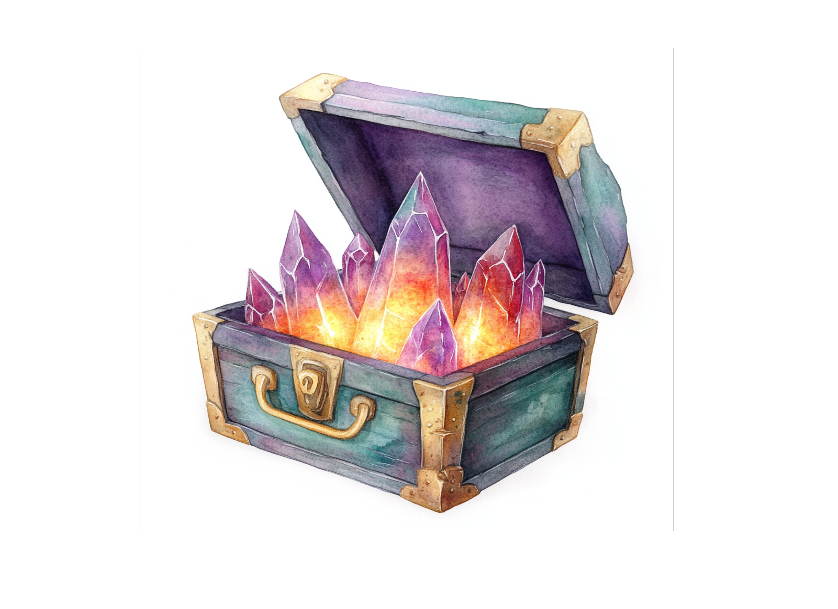 Magical Crystal Treasure Chest Clipart Bundle