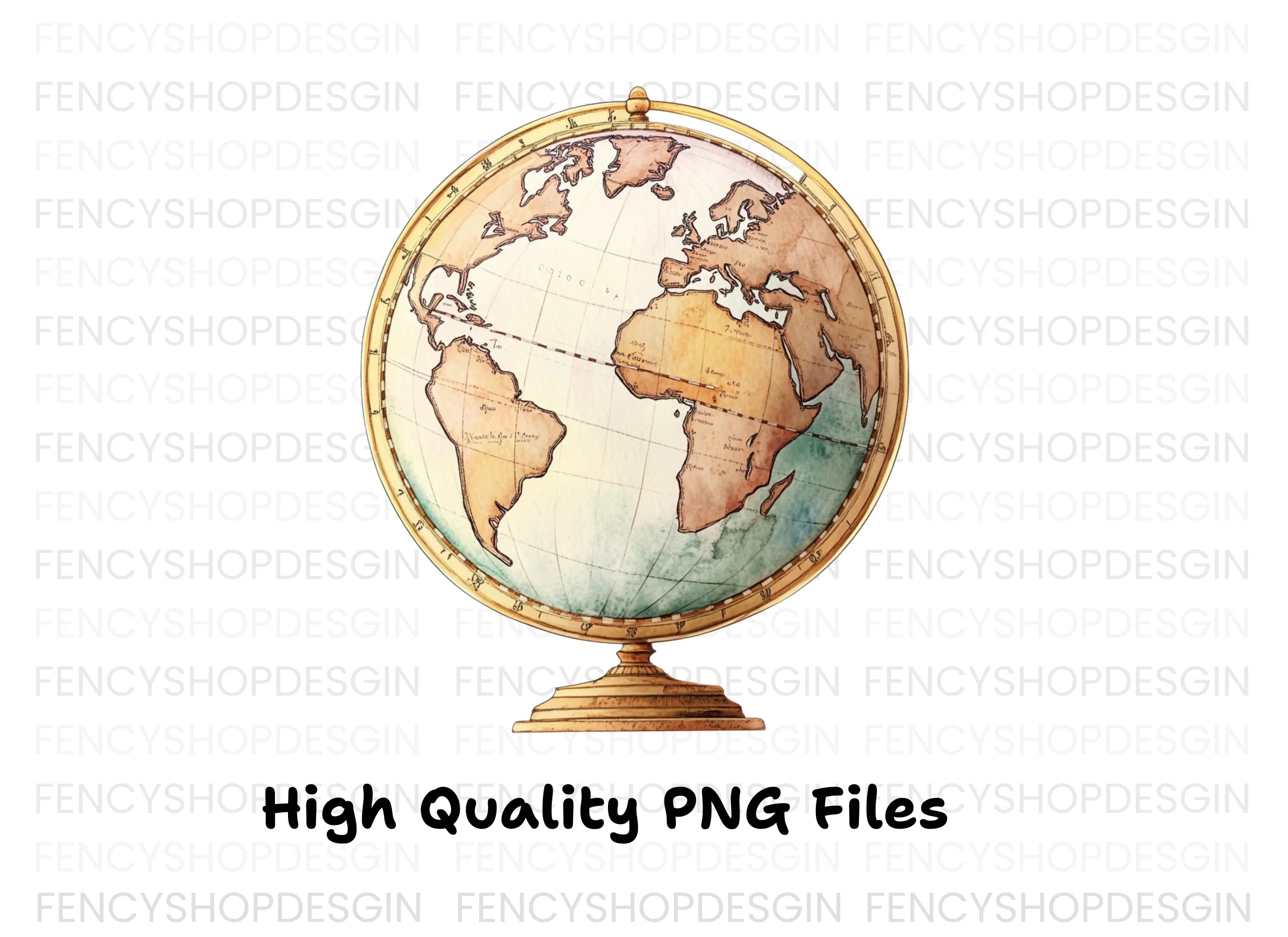 Vintage Globe Clipart Bundle