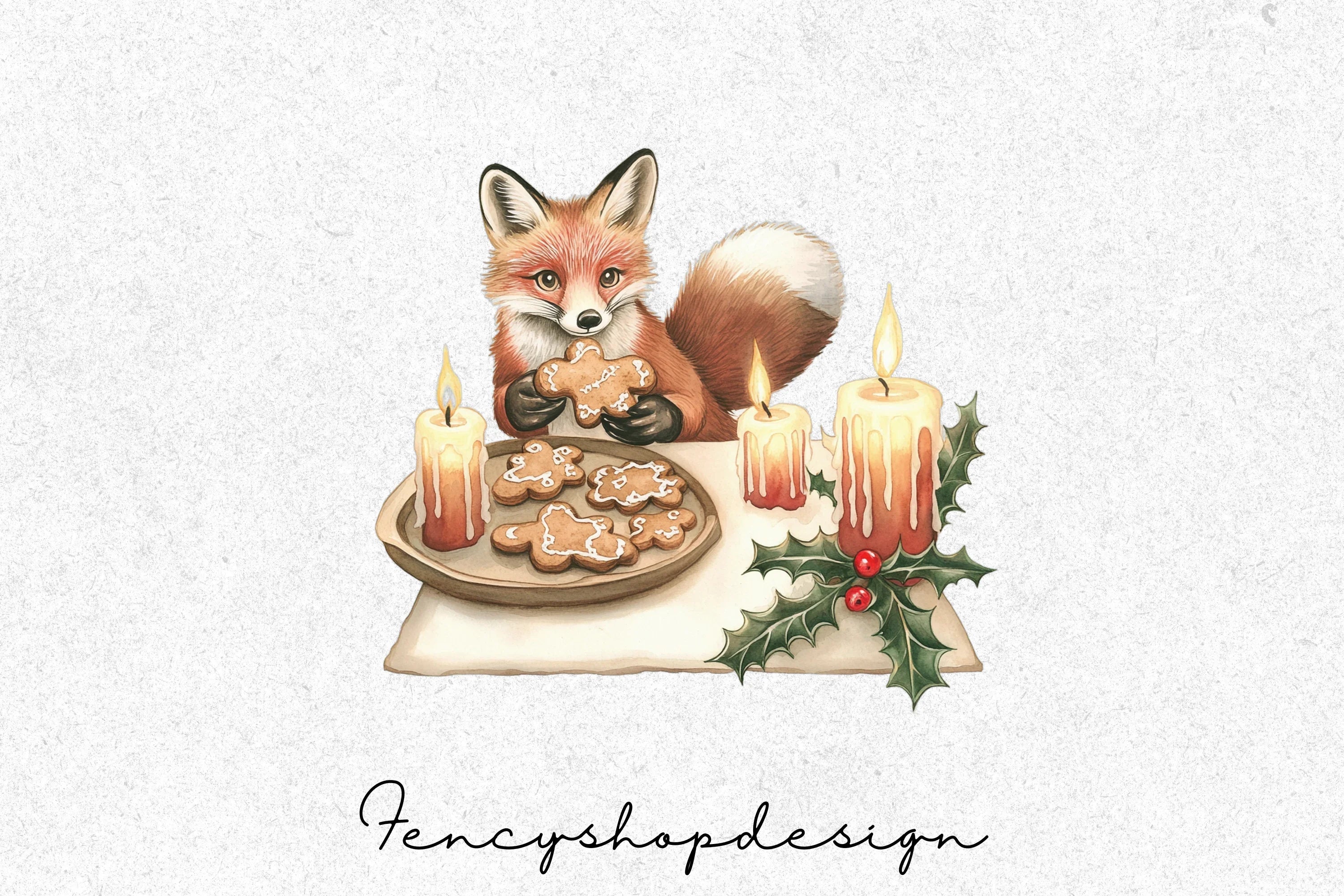 Festive Fox Christmas Baking Clipart Bundle