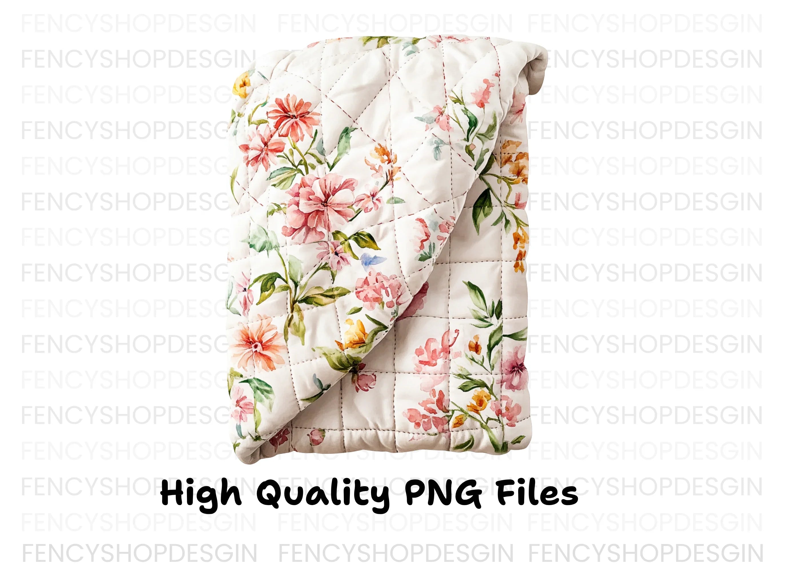 Elegant Floral Quilted Blanket Clipart Bundle