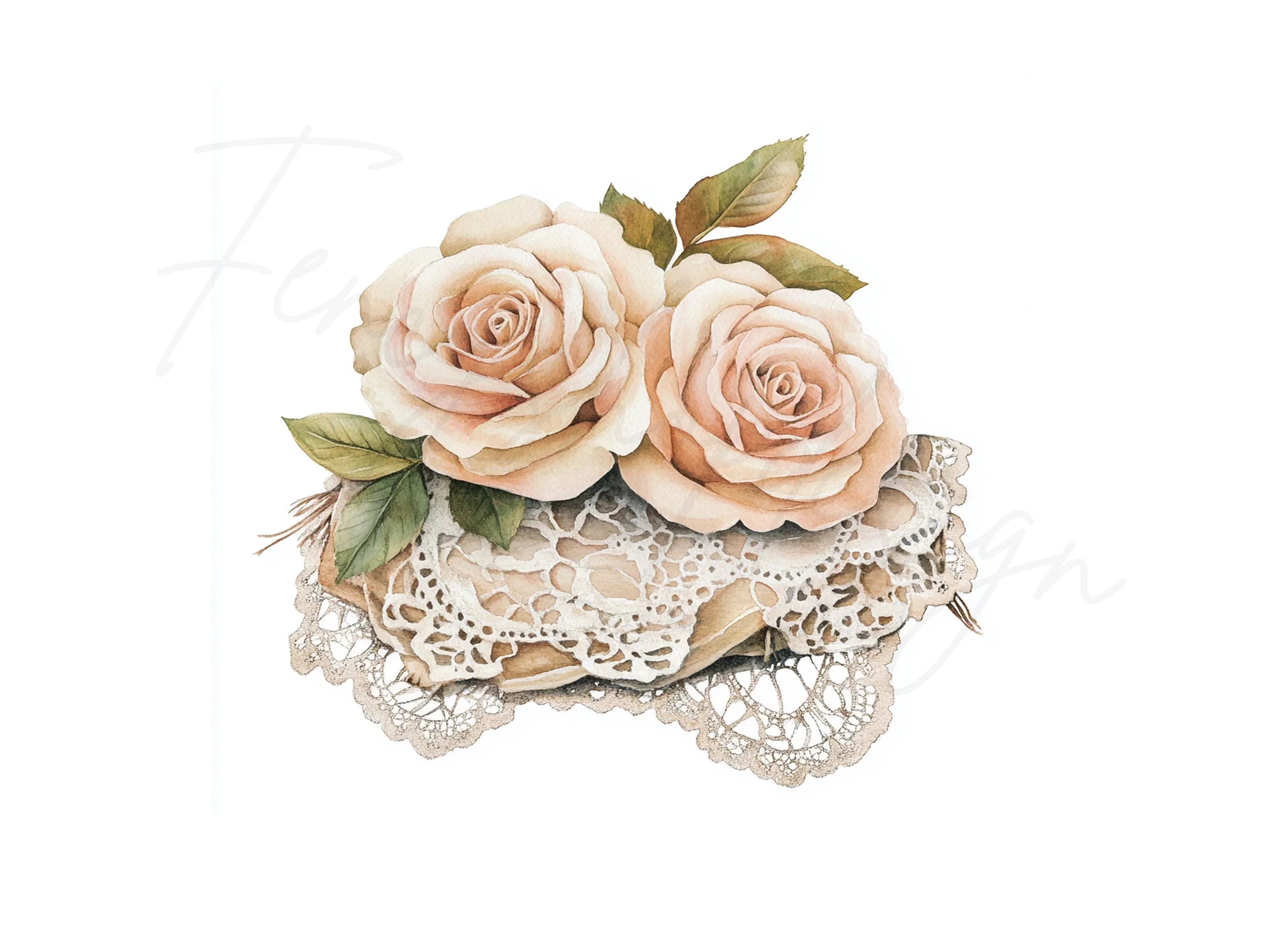 Vintage Rose Lace Clipart Bundle