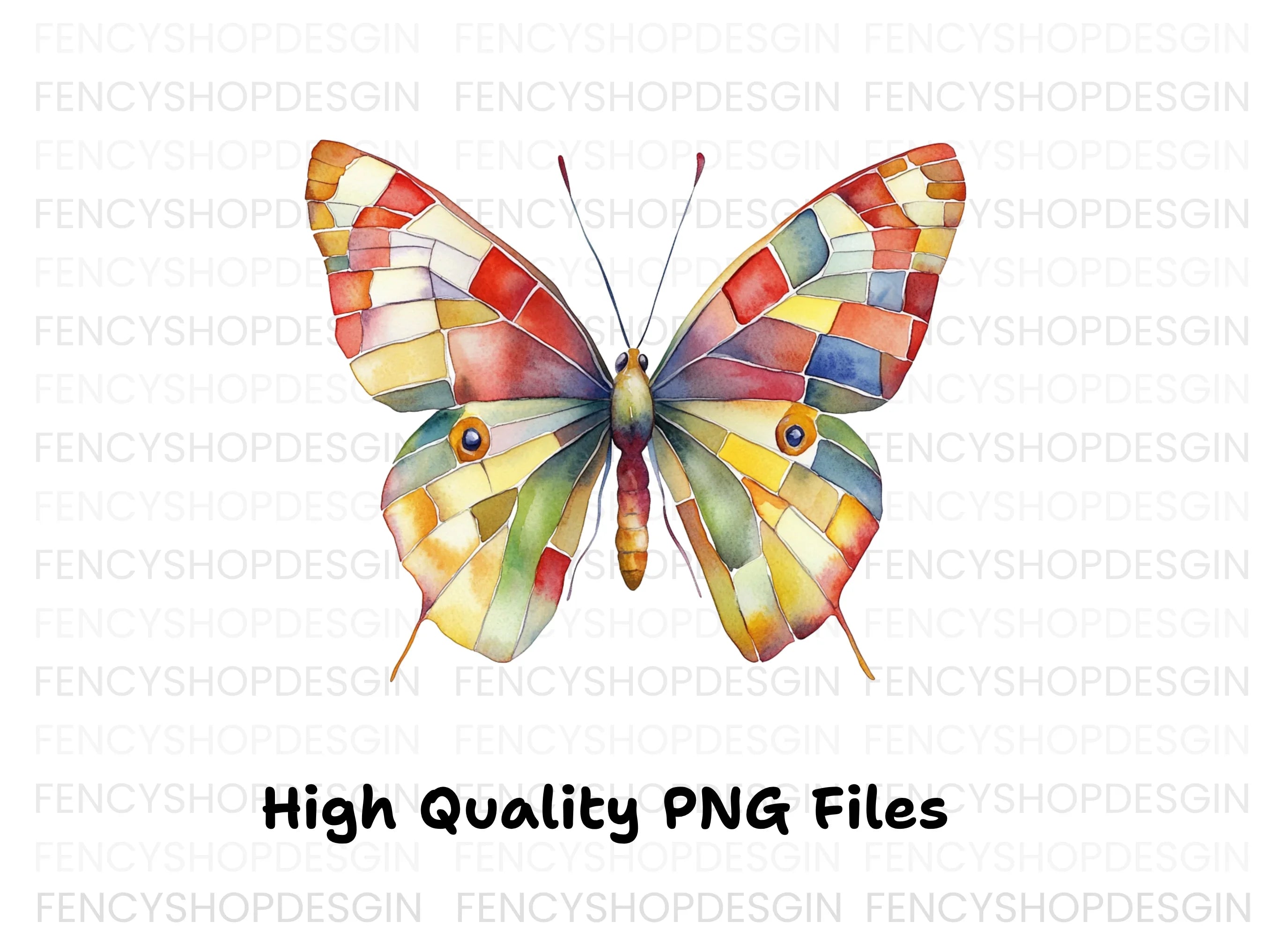 Vibrant Stained Glass Butterfly Clipart Bundle