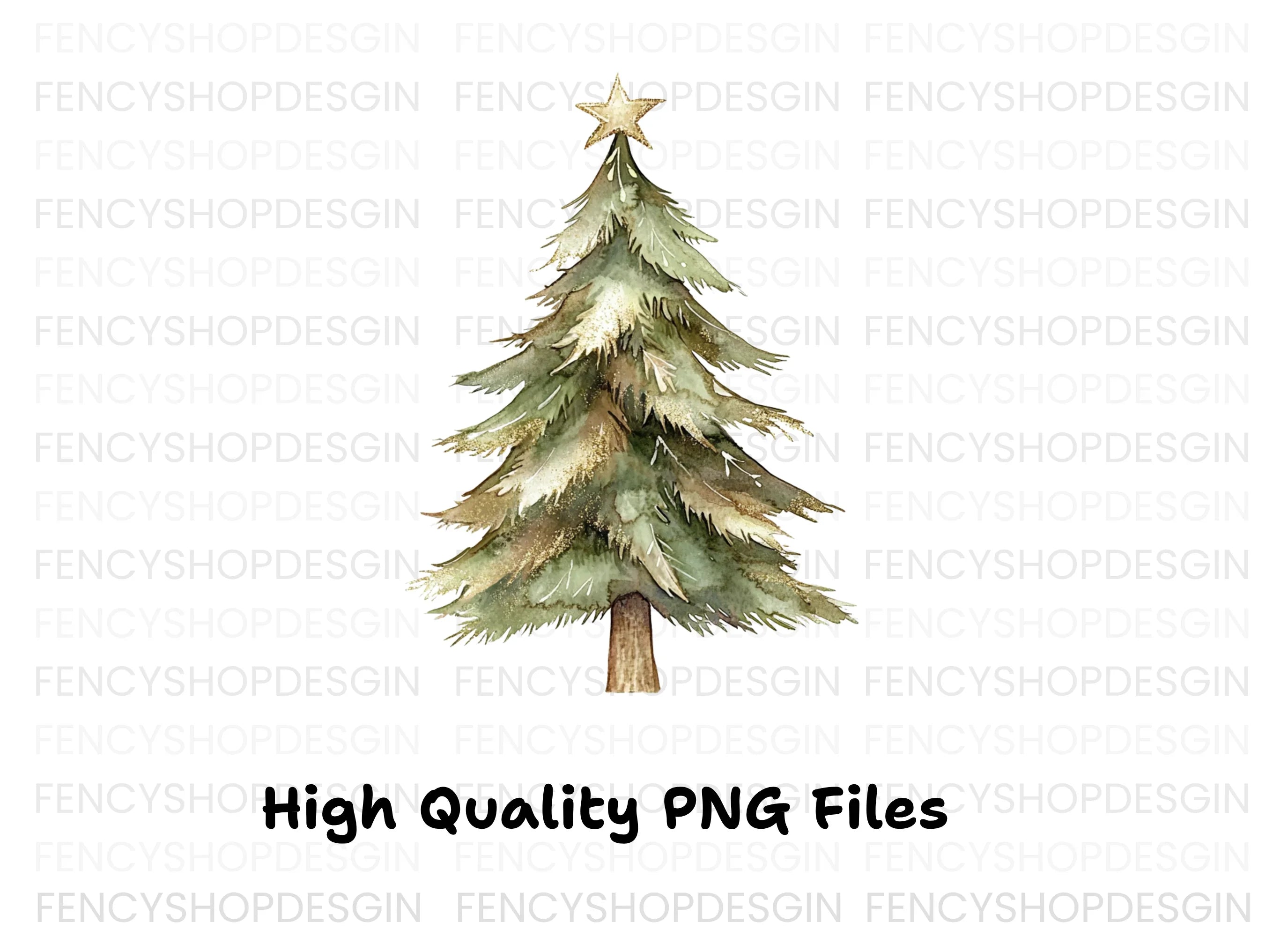 Green Christmas Tree Clipart Bundle