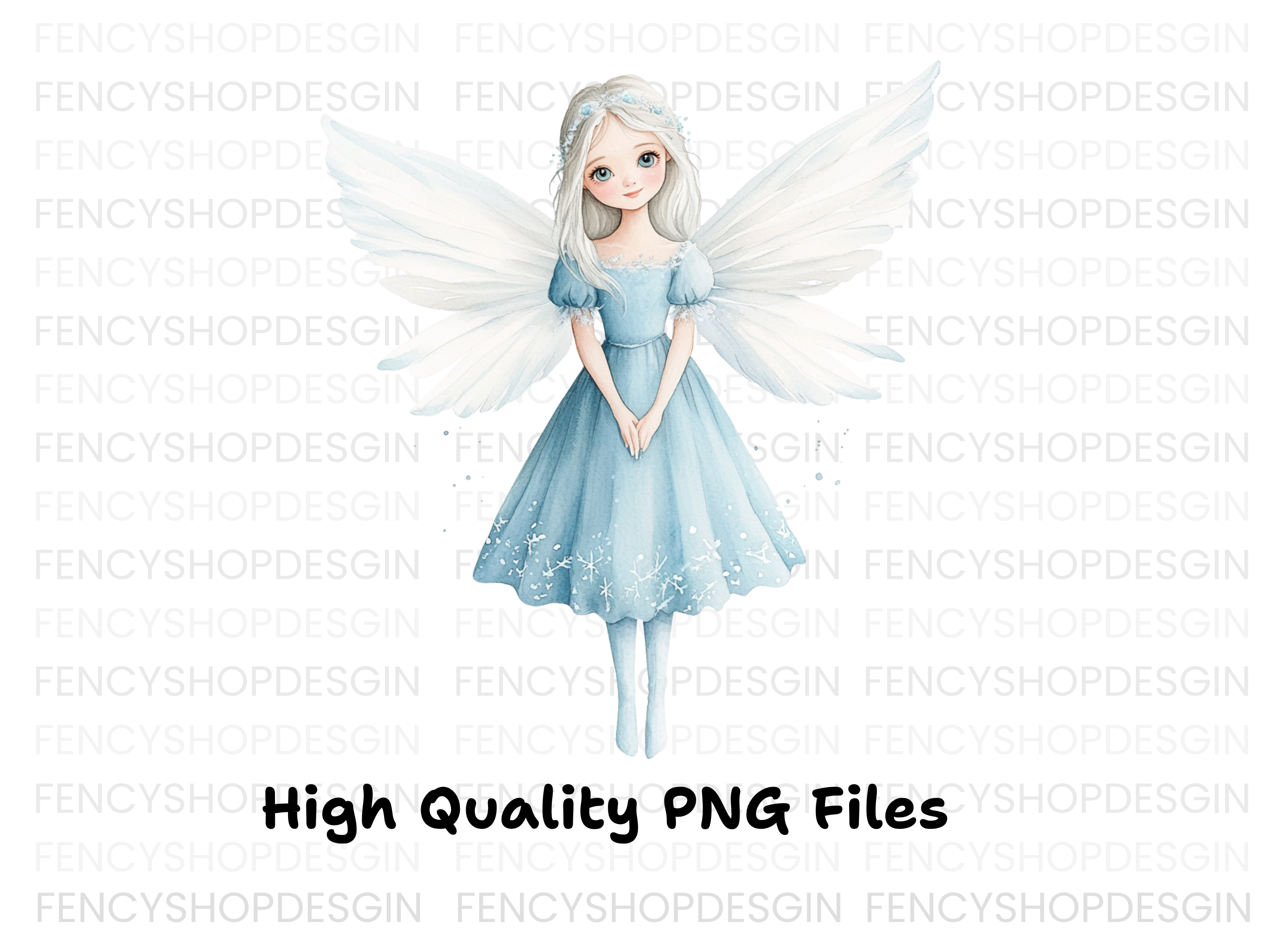 Cute Winter Fairy White Hair Clipart Bundle