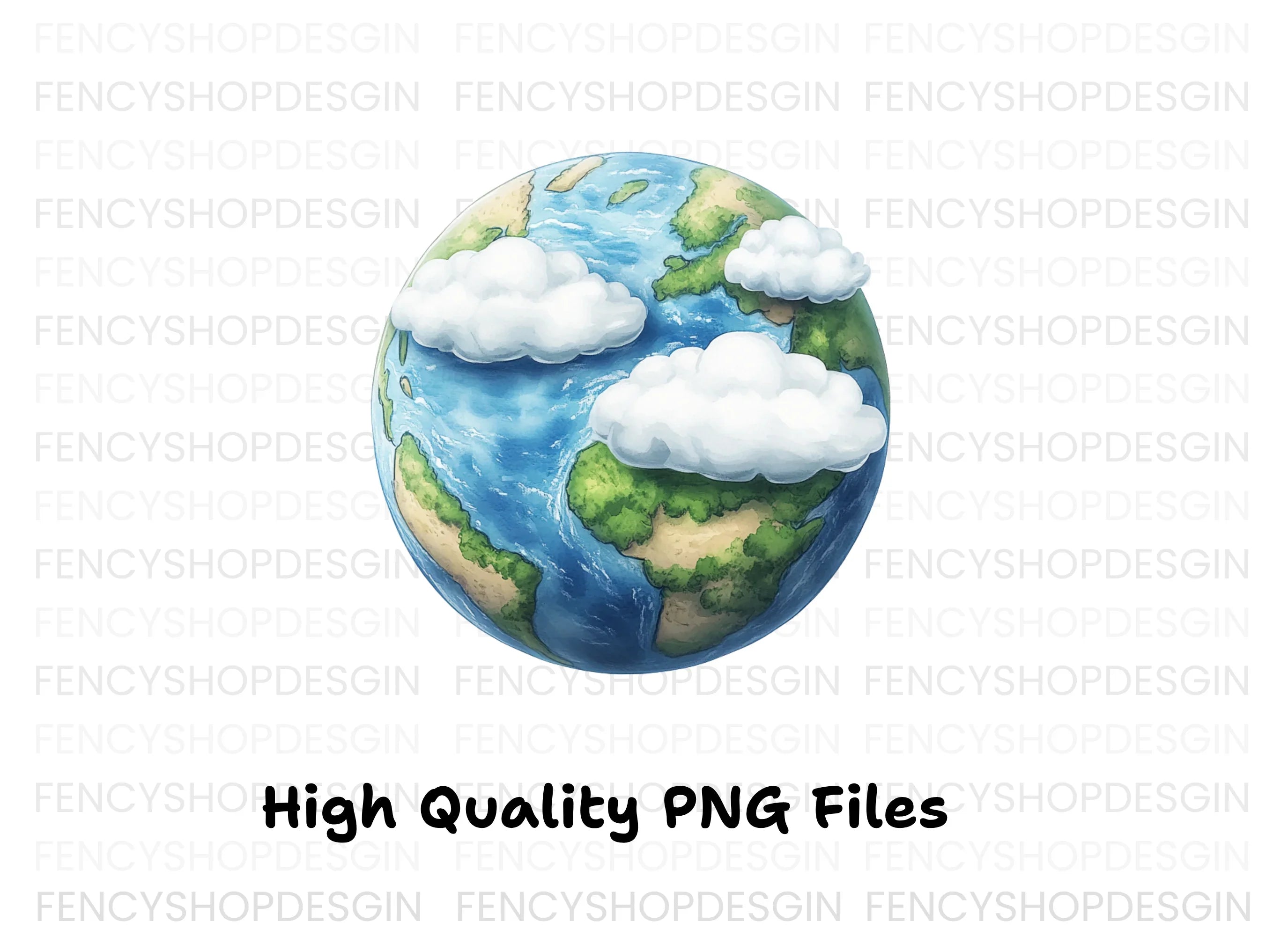Realistic Earth with Clouds Clipart Bundle