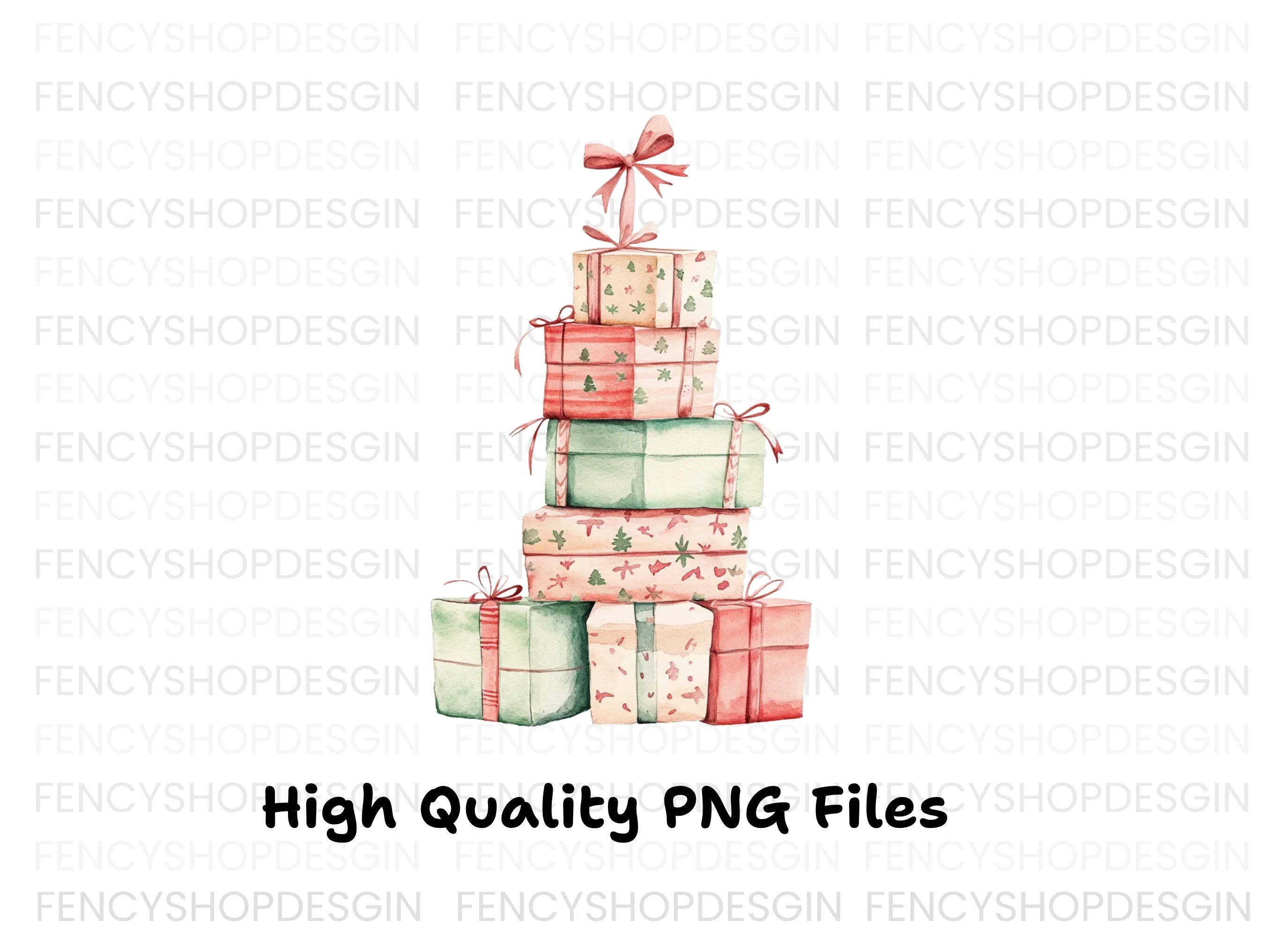 Stacked Christmas Presents Clipart Bundle
