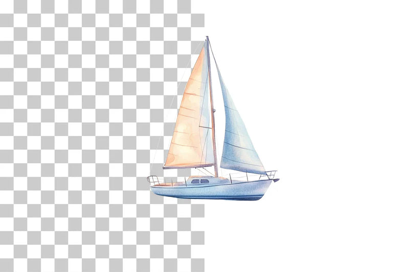 Sailboat at Dawn Nautical Scene Clipart Bundle - CraftNest - Digital Crafting and Art
