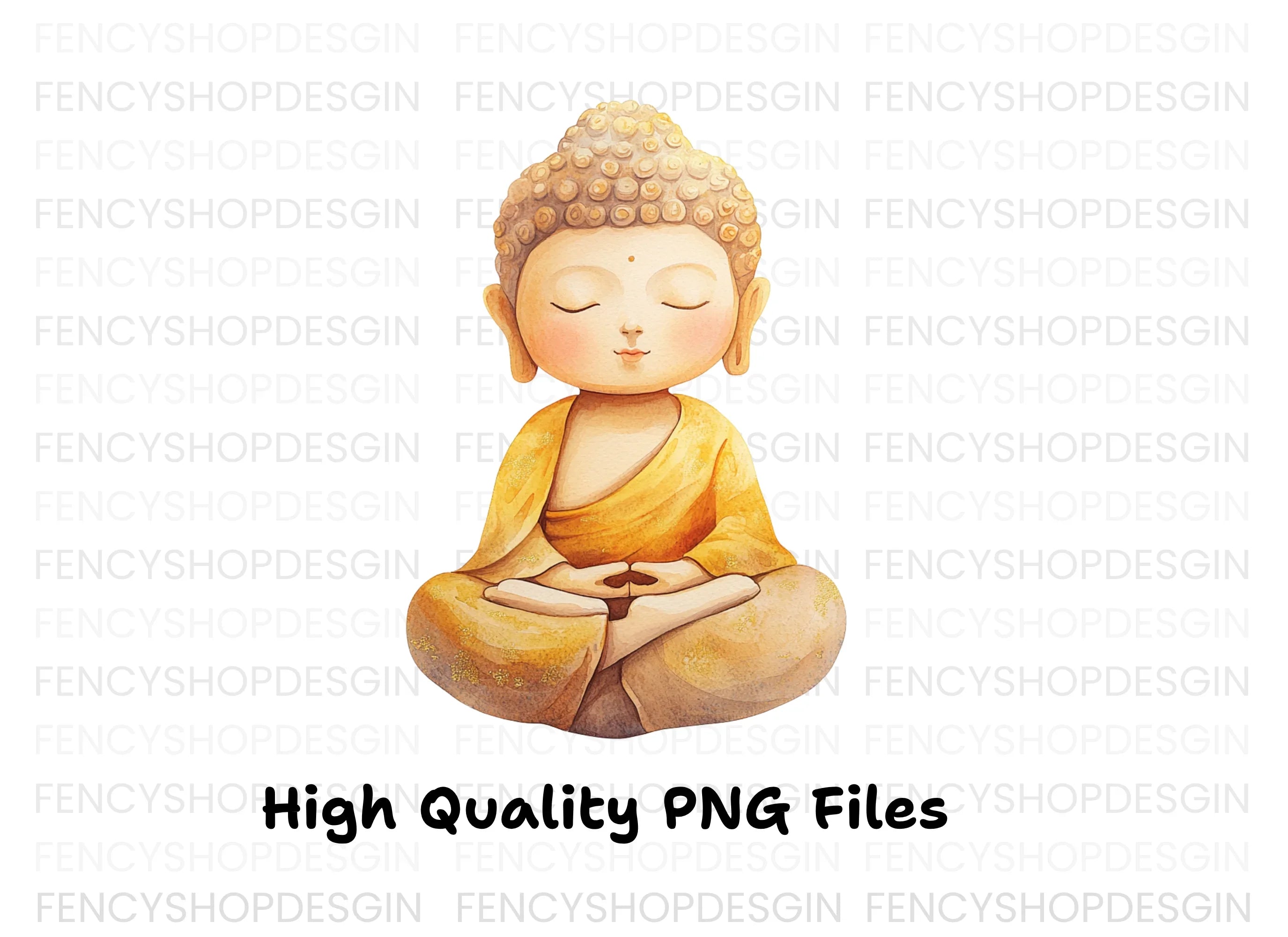 Cute Cartoon Buddha Meditating Clipart Bundle
