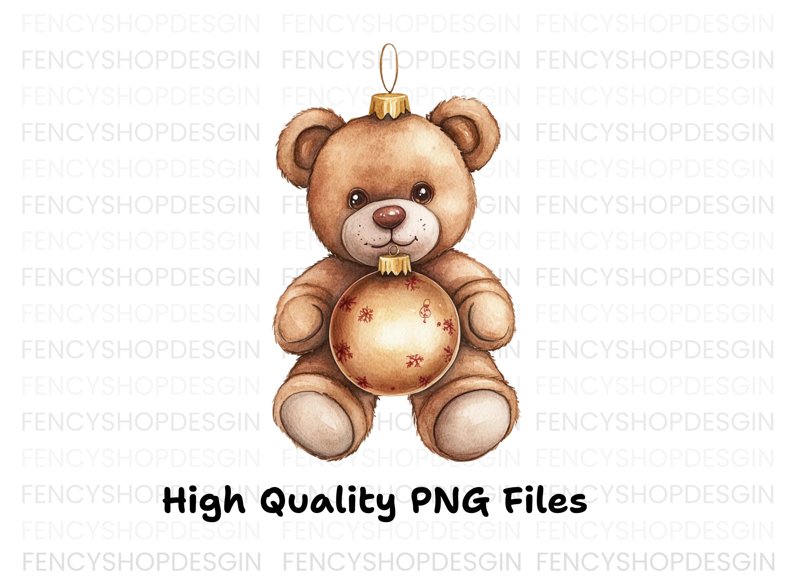 Teddy Bear Christmas Ornament Clipart Bundle