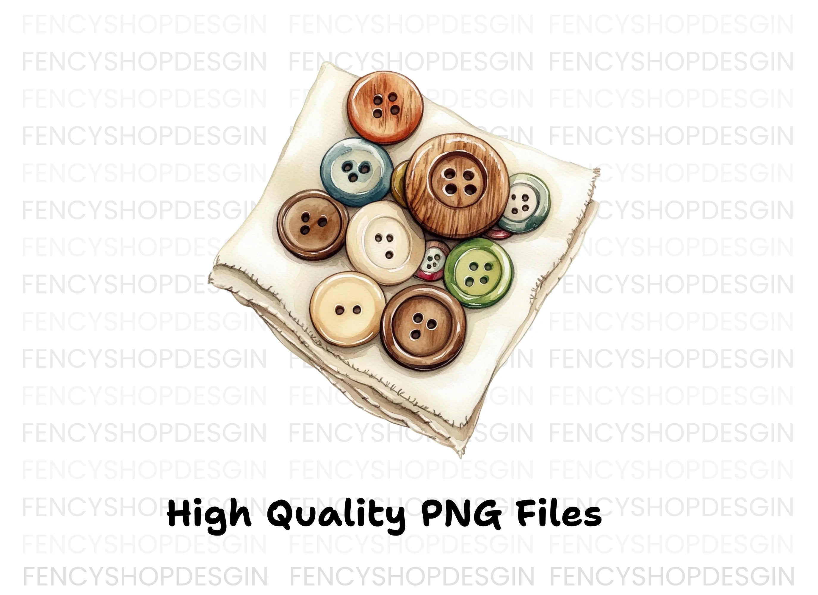 Assorted Vintage Buttons Clipart Bundle