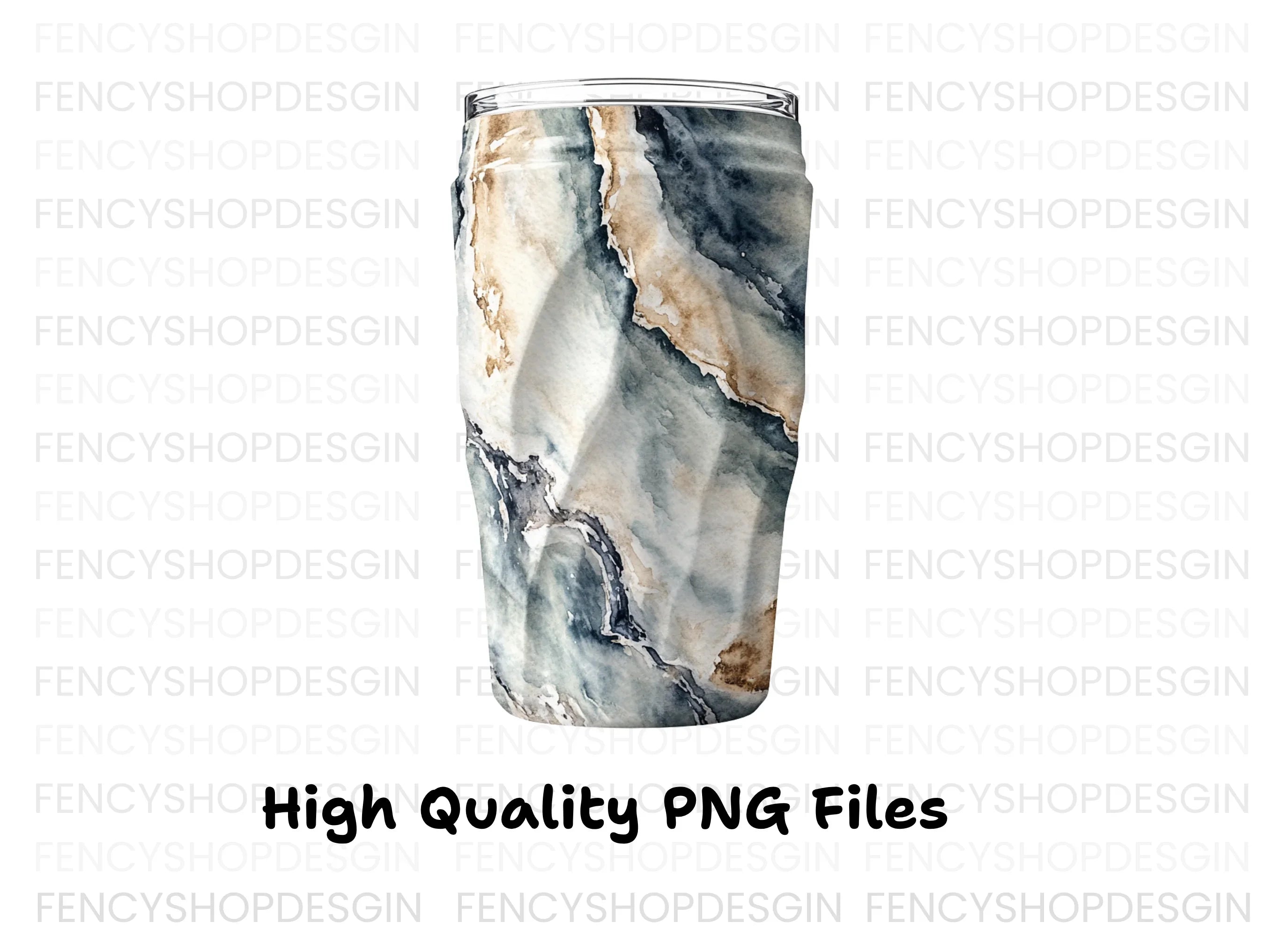 Blue Gold Marble Tumbler Clipart Bundle