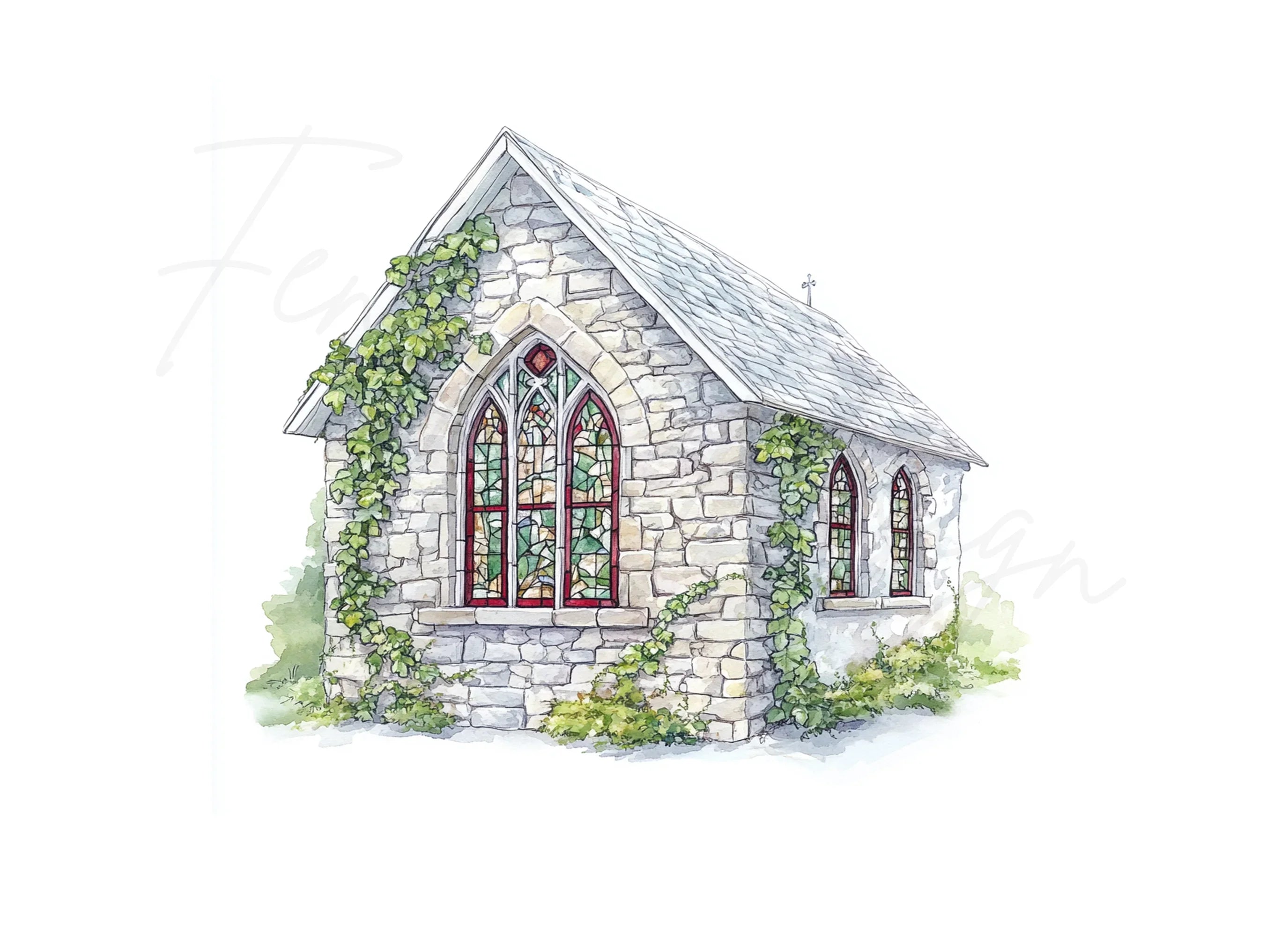 Stone Chapel Clipart Bundle