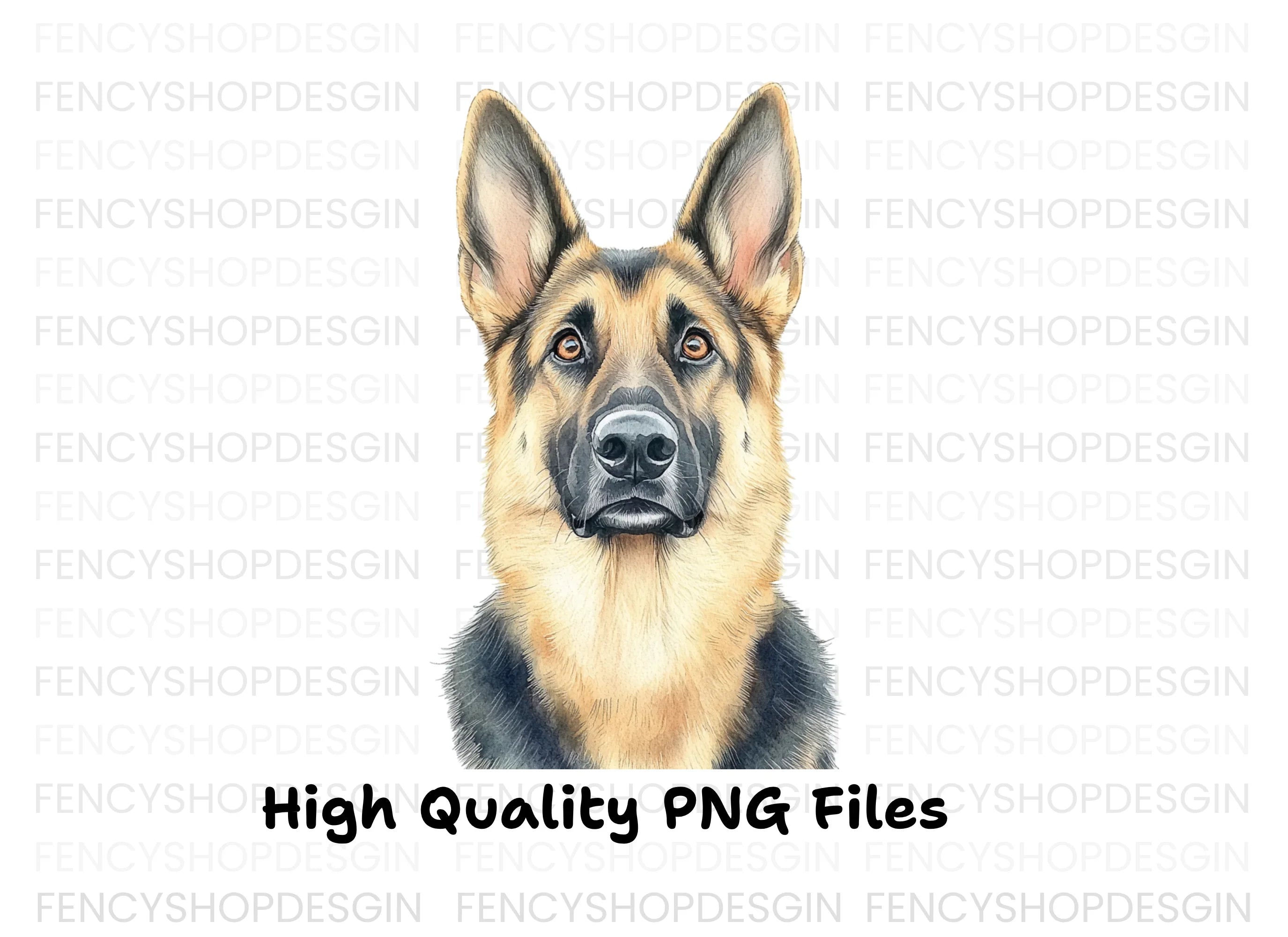 German Shepherd Dog Portraits Clipart Bundle