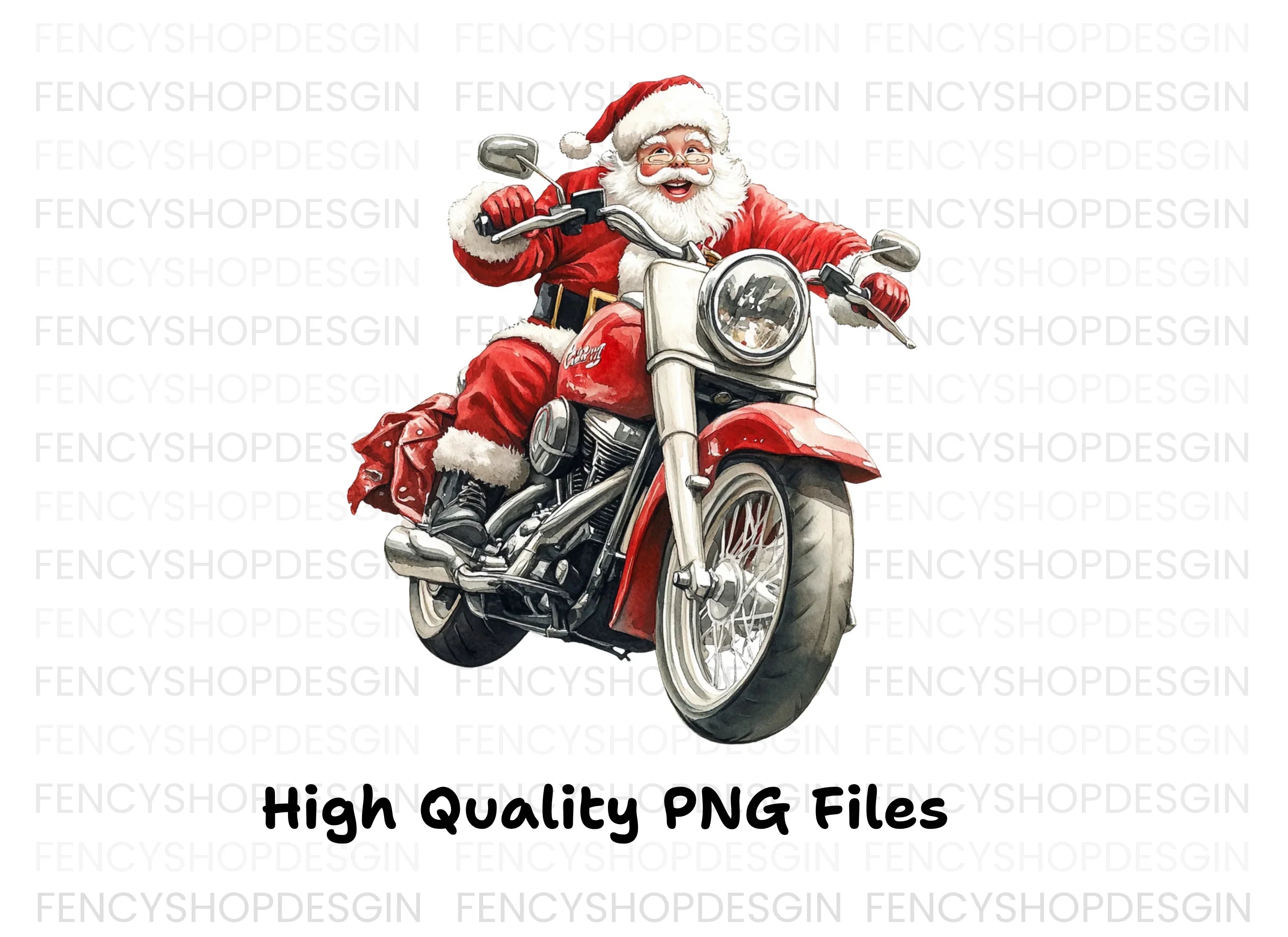 Santa Claus Riding Motorcycles Clipart Bundle