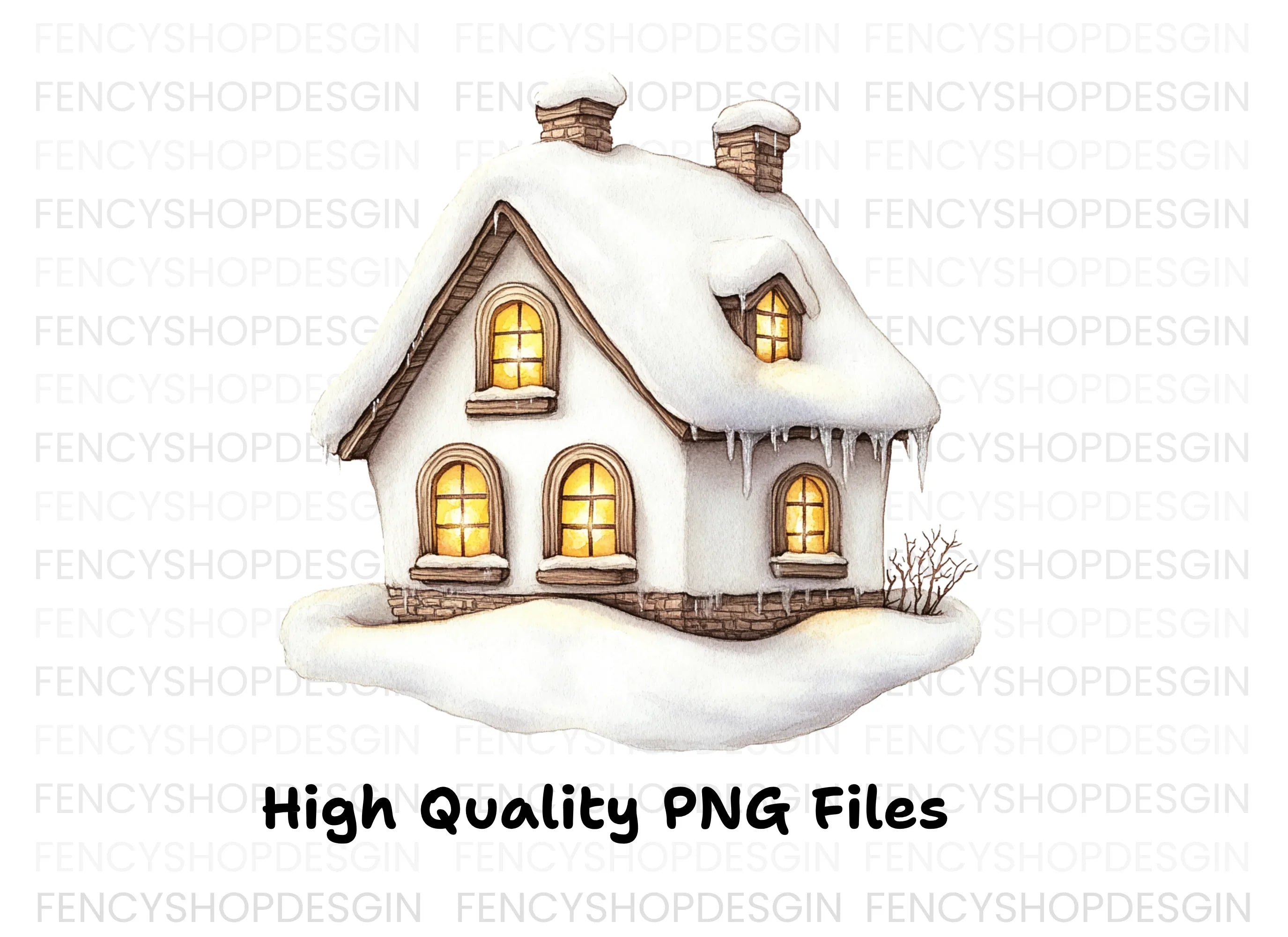 Cozy Winter Cottage Clipart Bundle