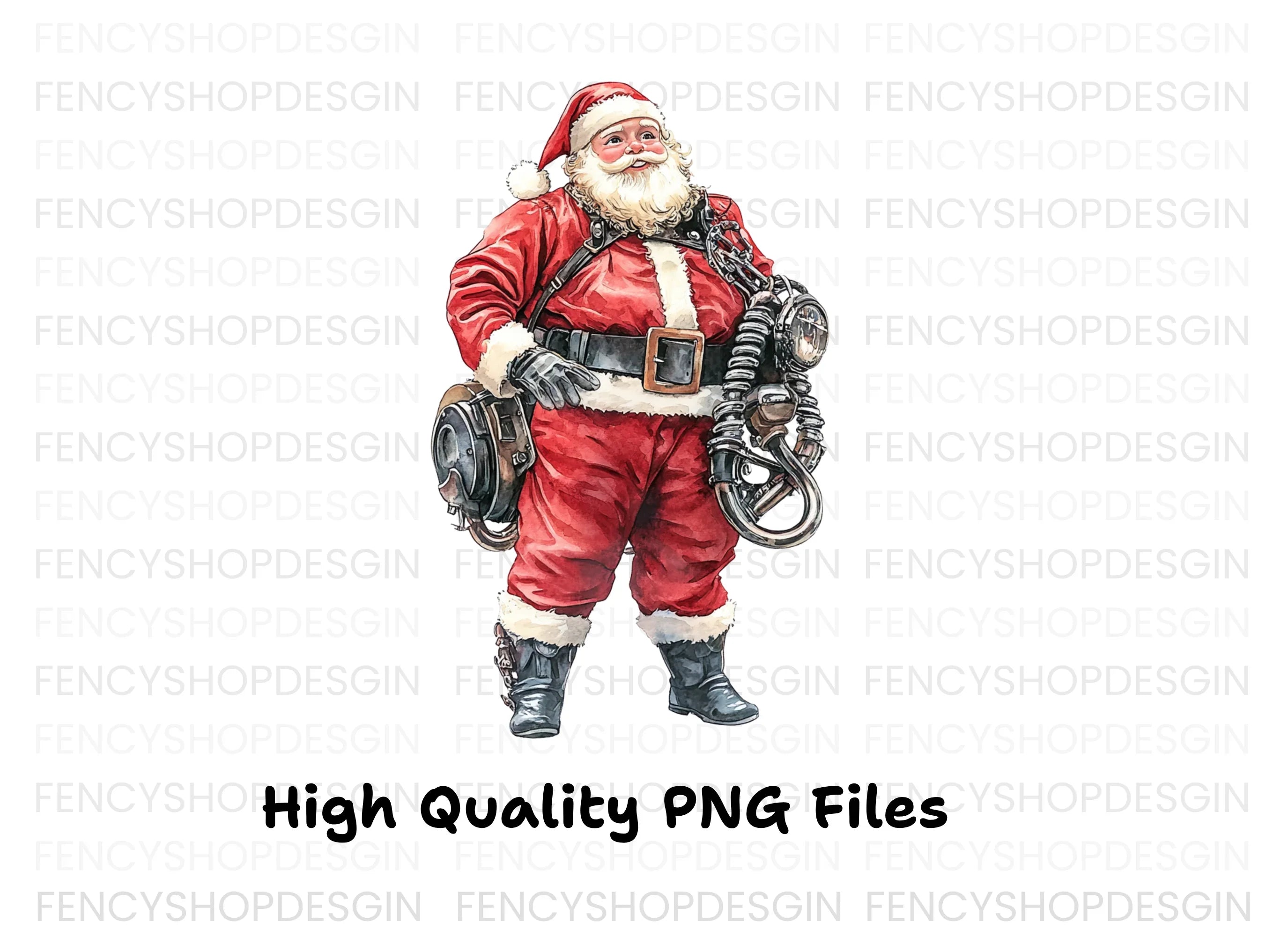 Biker Santa Claus Christmas Clipart Bundle