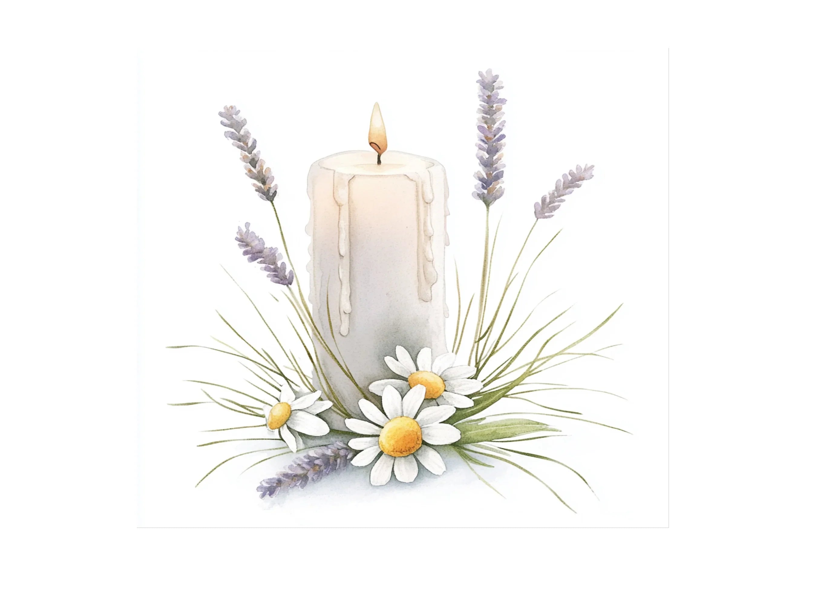 Lavender and Daisy Candle Clipart Bundle