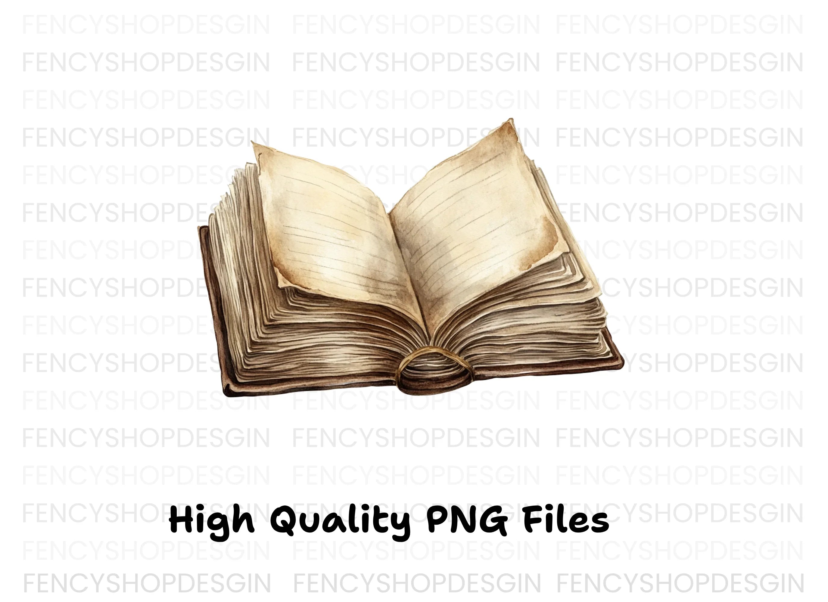 Vintage Open Books Clipart Bundle