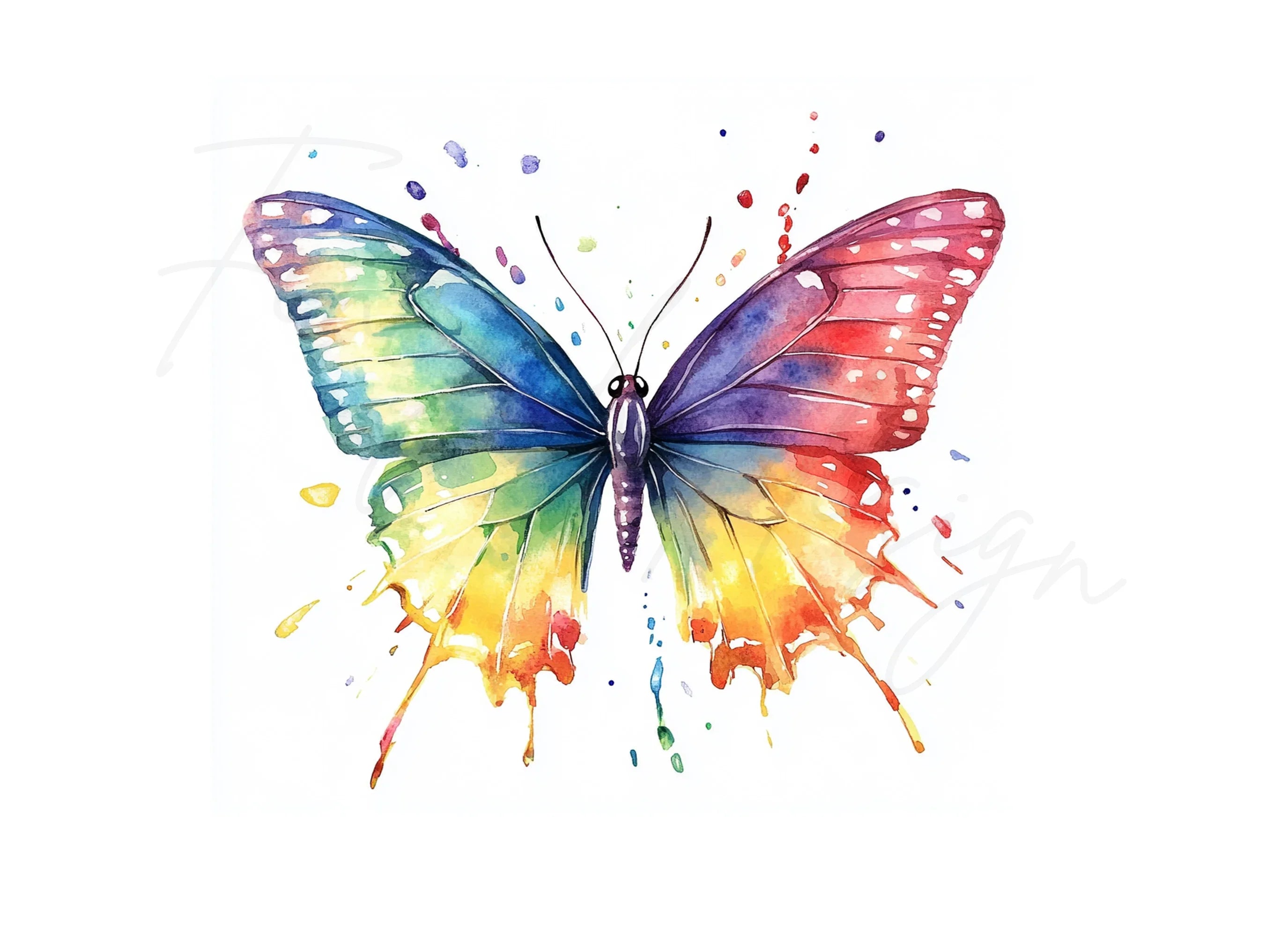 Rainbow Butterfly Clipart Bundle