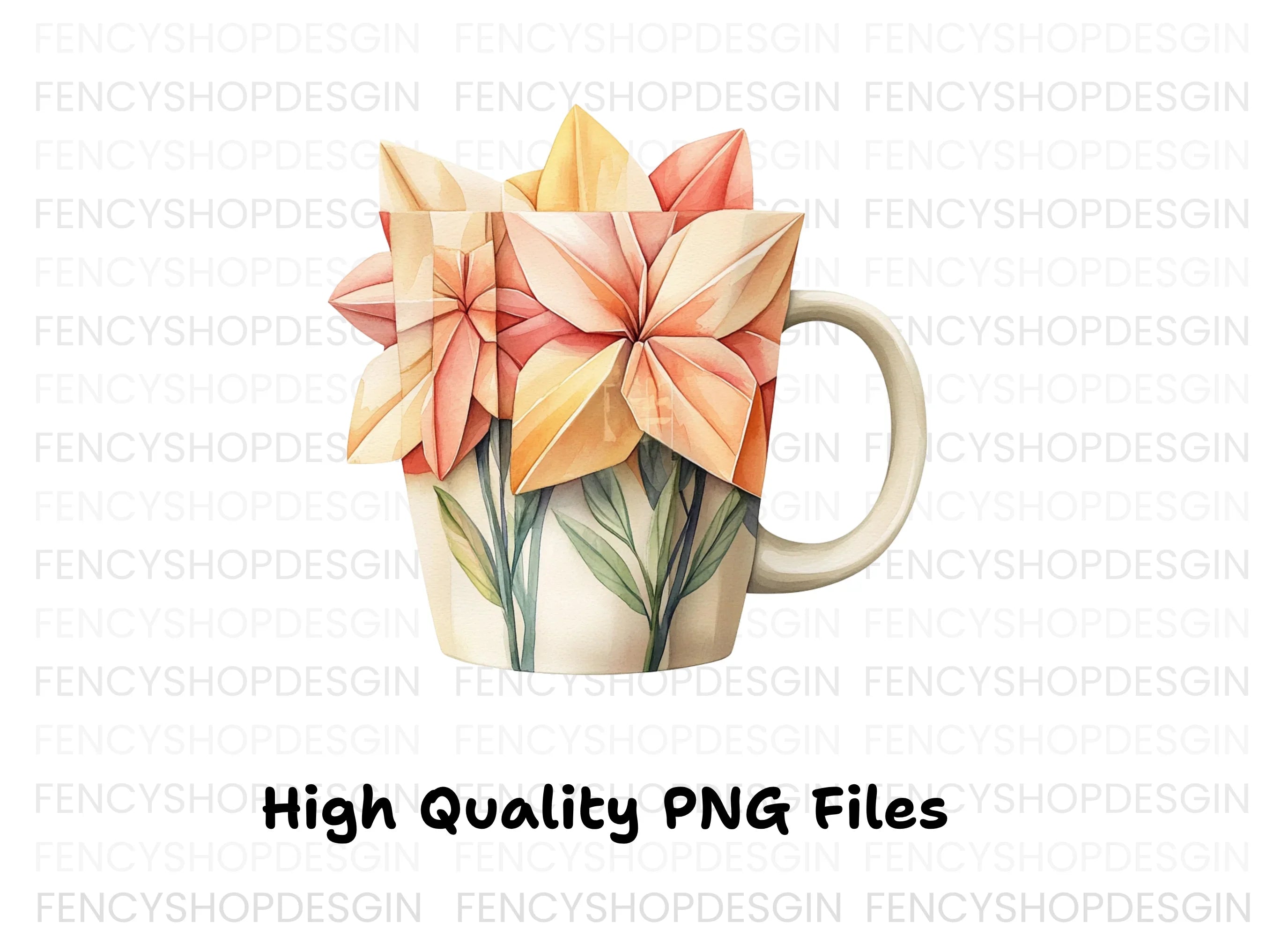 Origami Flowers Clipart Bundle