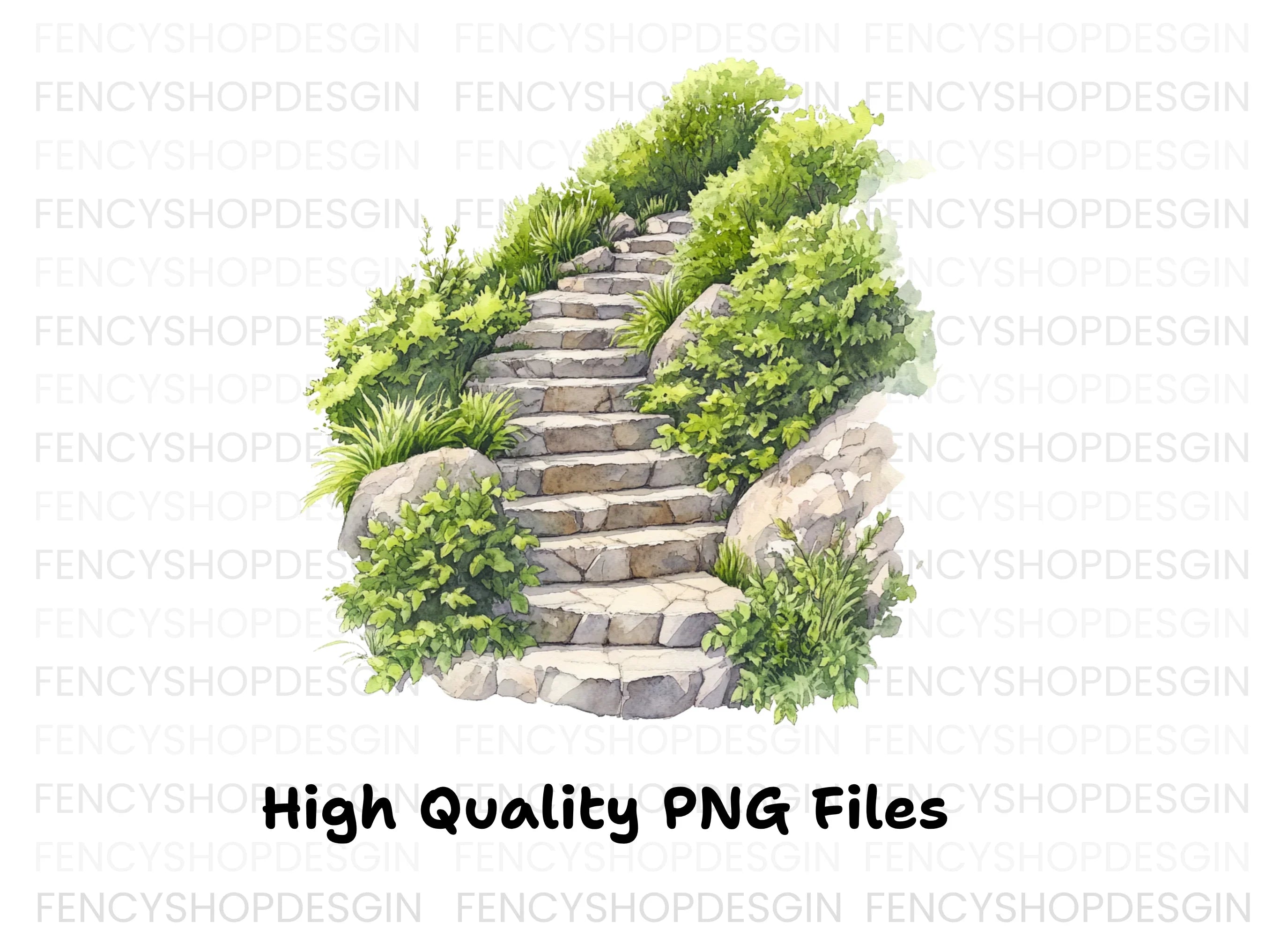 Garden Staircase Clipart Bundle