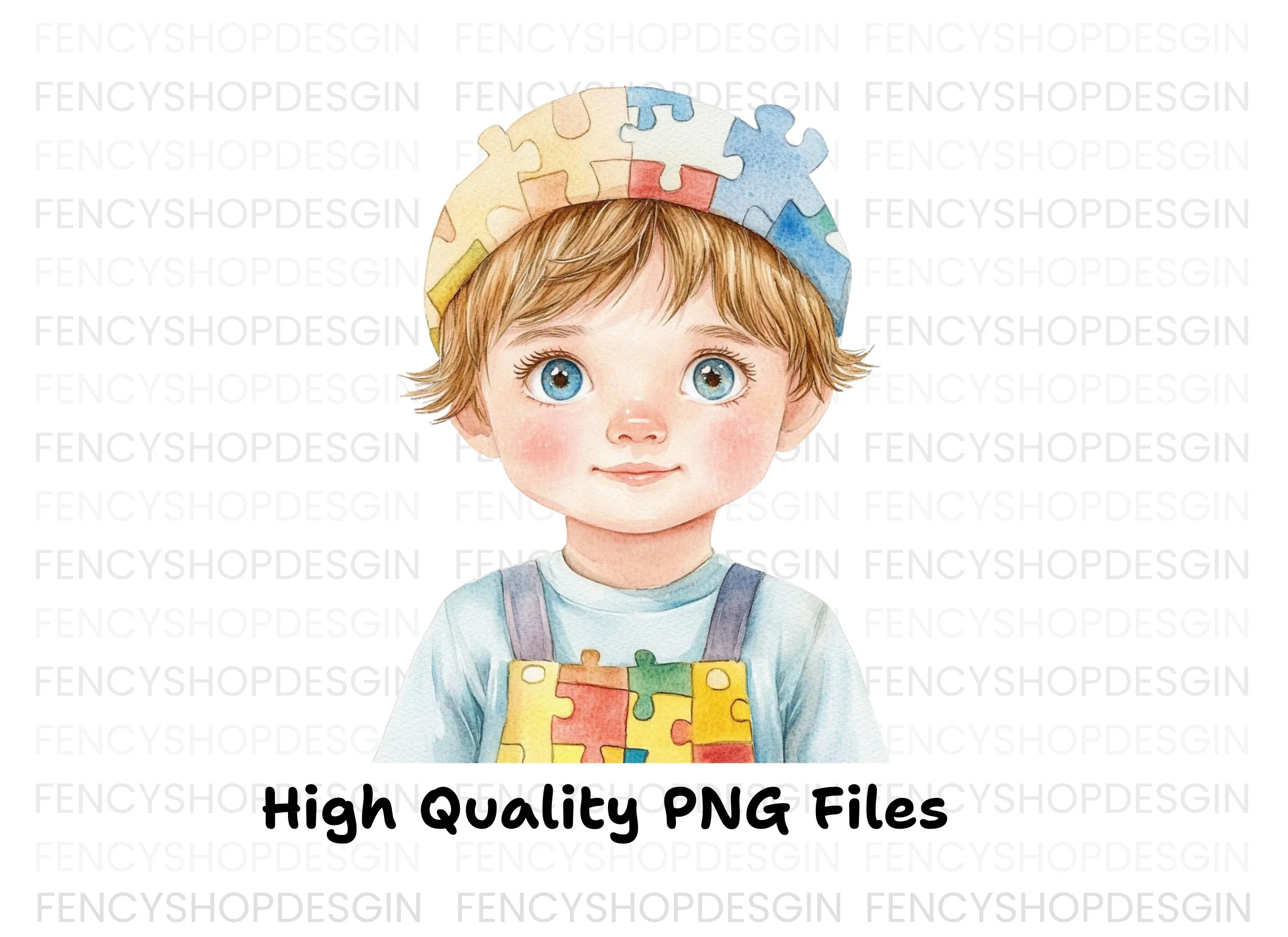 Cute Boys in Puzzle Overalls Clipart Bundle