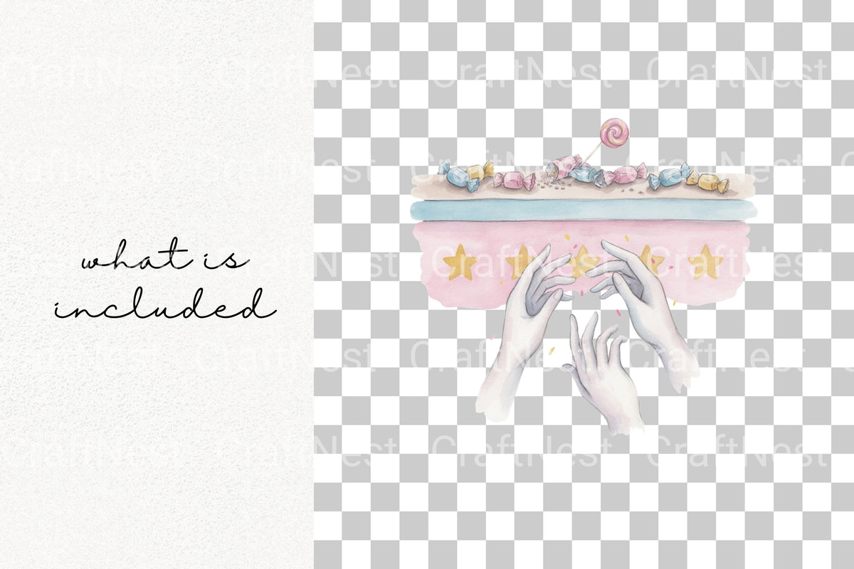 Hands With Candy And Gift Box Clipart Bundle