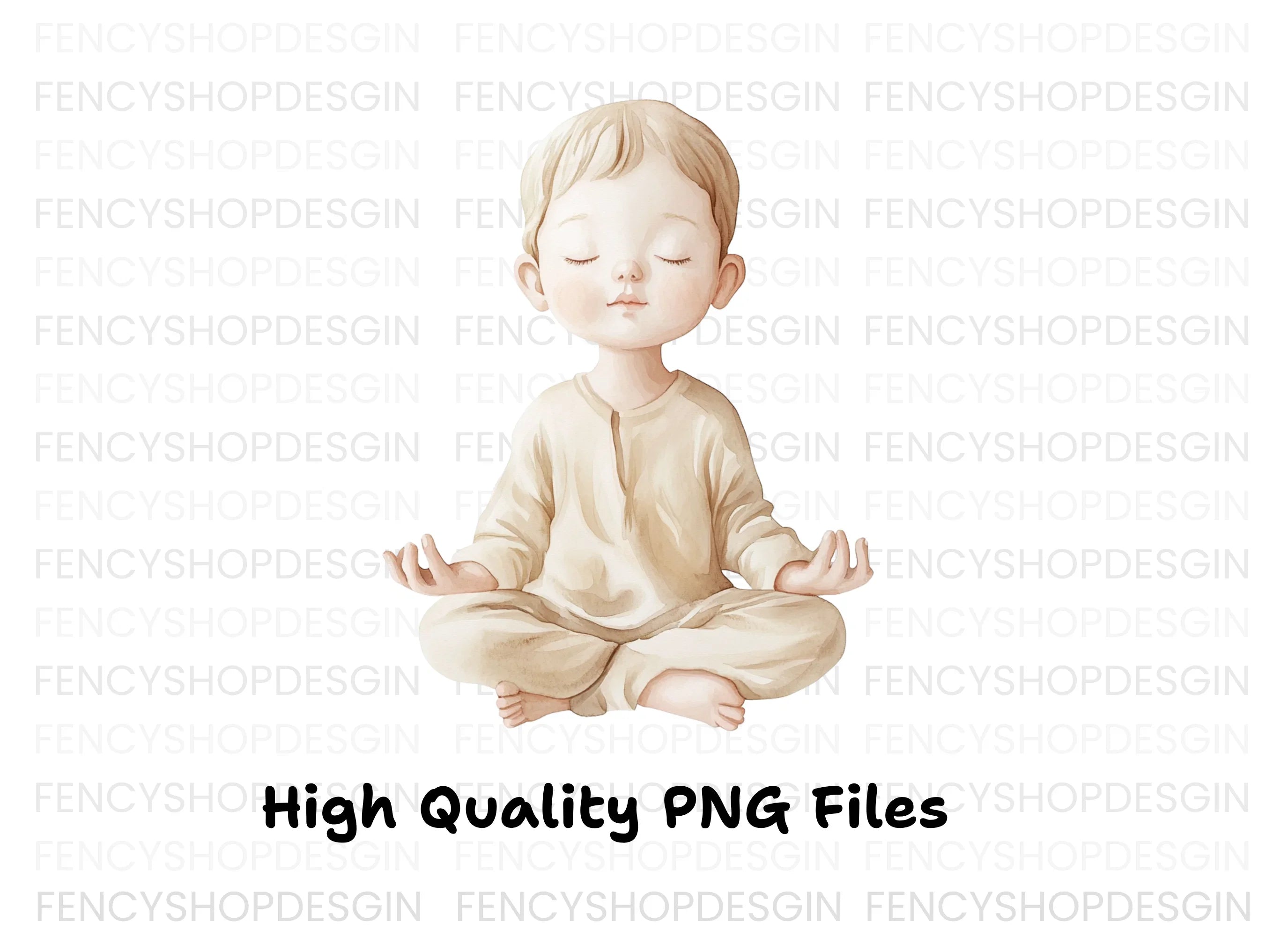 Boy Meditating Illustration Clipart Bundle