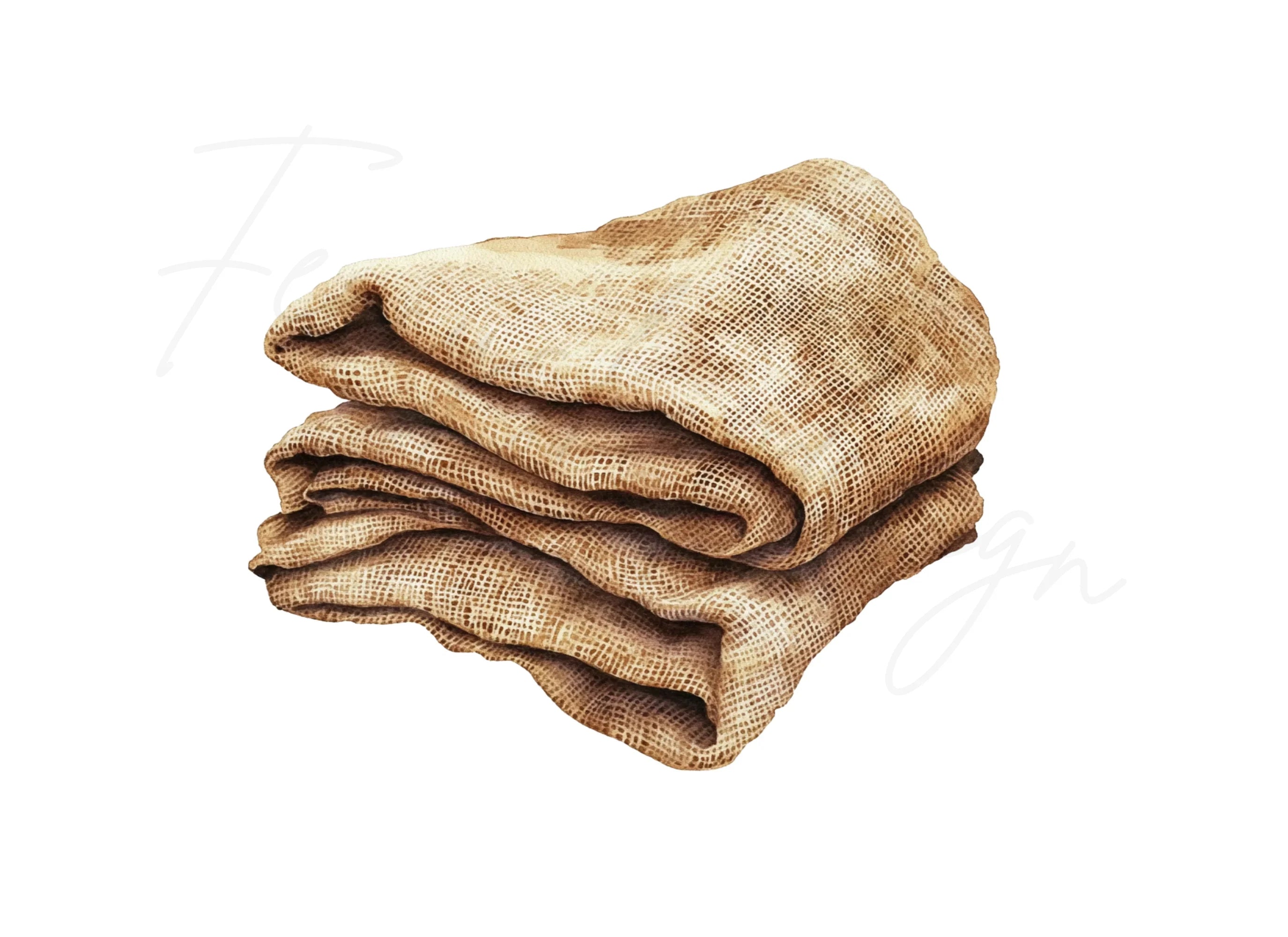 Rustic Burlap Fabric Stack Clipart Bundle