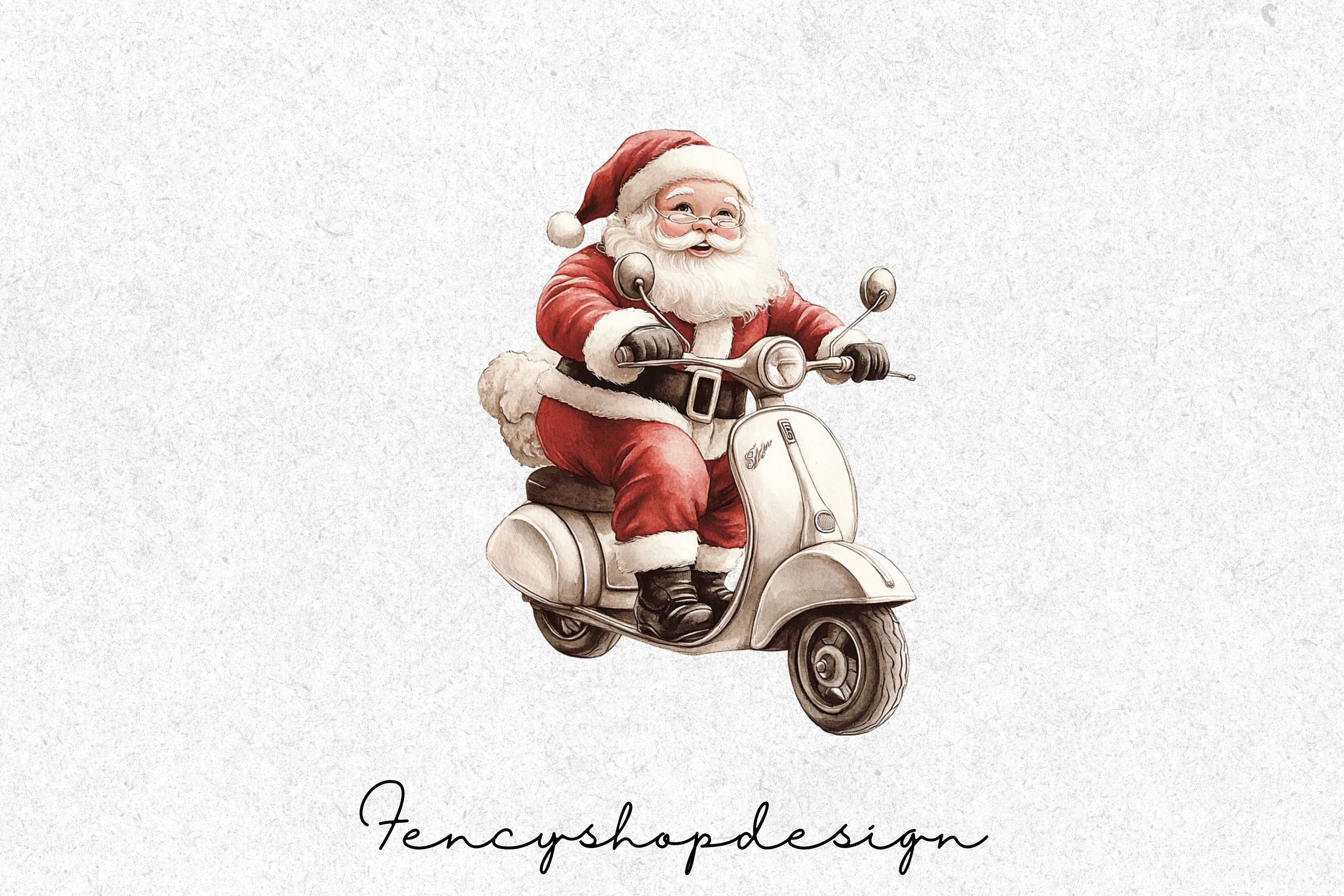 Santa Claus Riding Scooters Clipart Bundle