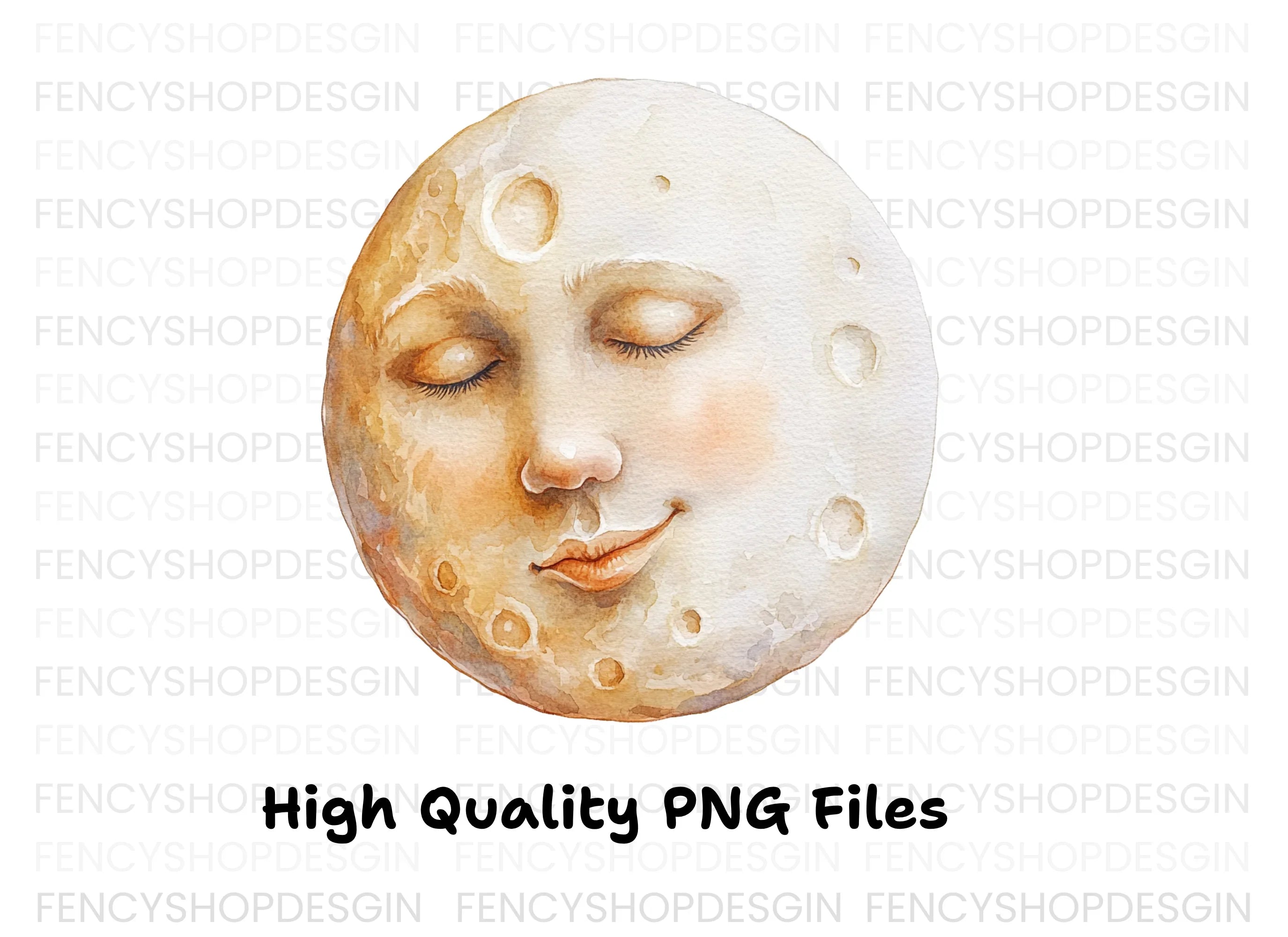 Sleeping Moon Face Clipart Bundle