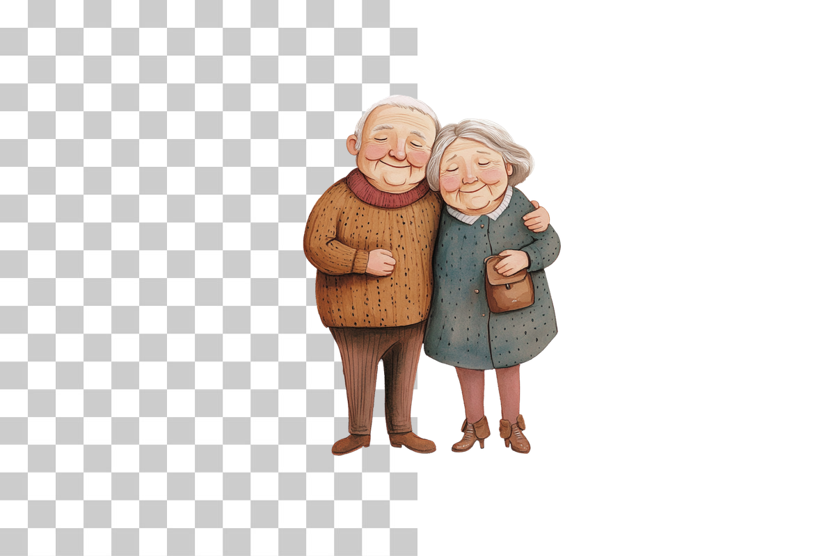 Elderly Couple in Love Clipart Bundle